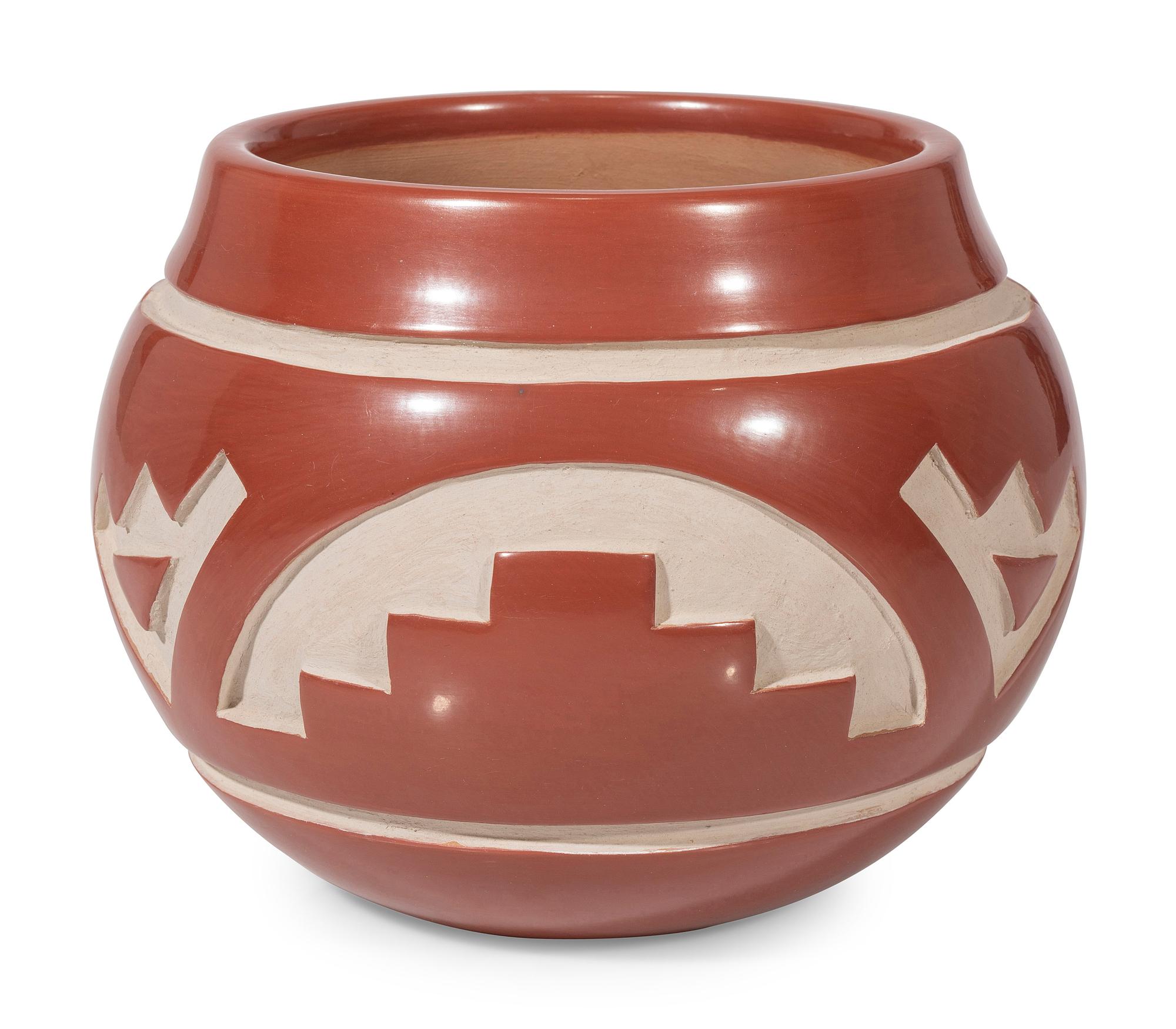 Award Winning Carved Redware Pottery Bowl