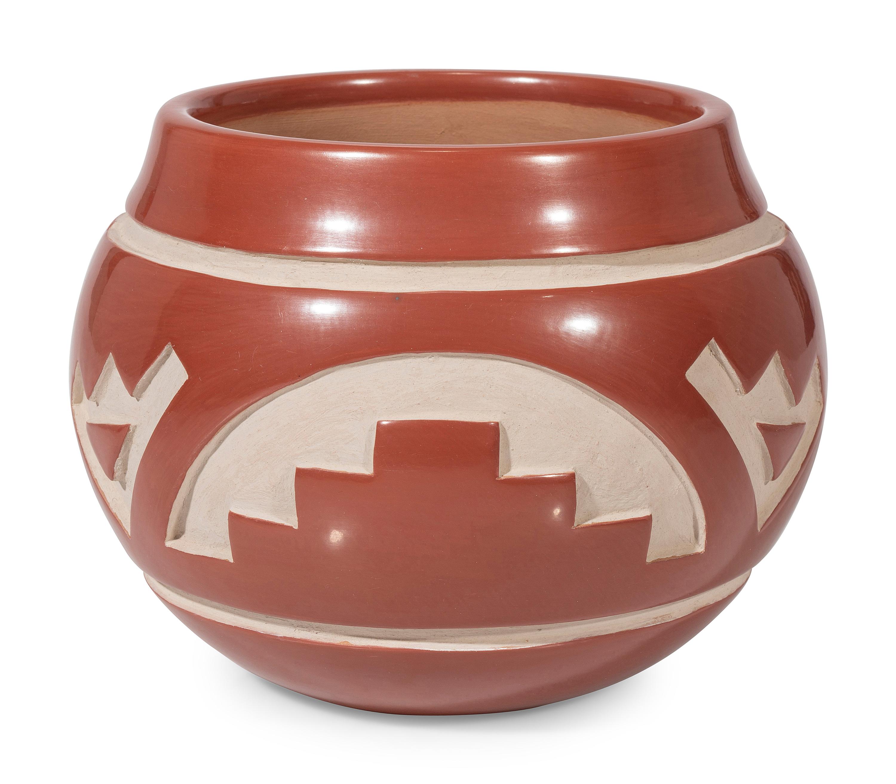 Award Winning Carved Redware Pottery Bowl