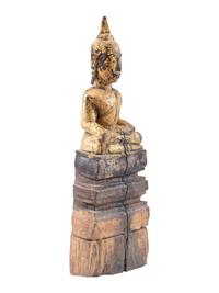 A Carved Giltwood Seated Buddha Figure