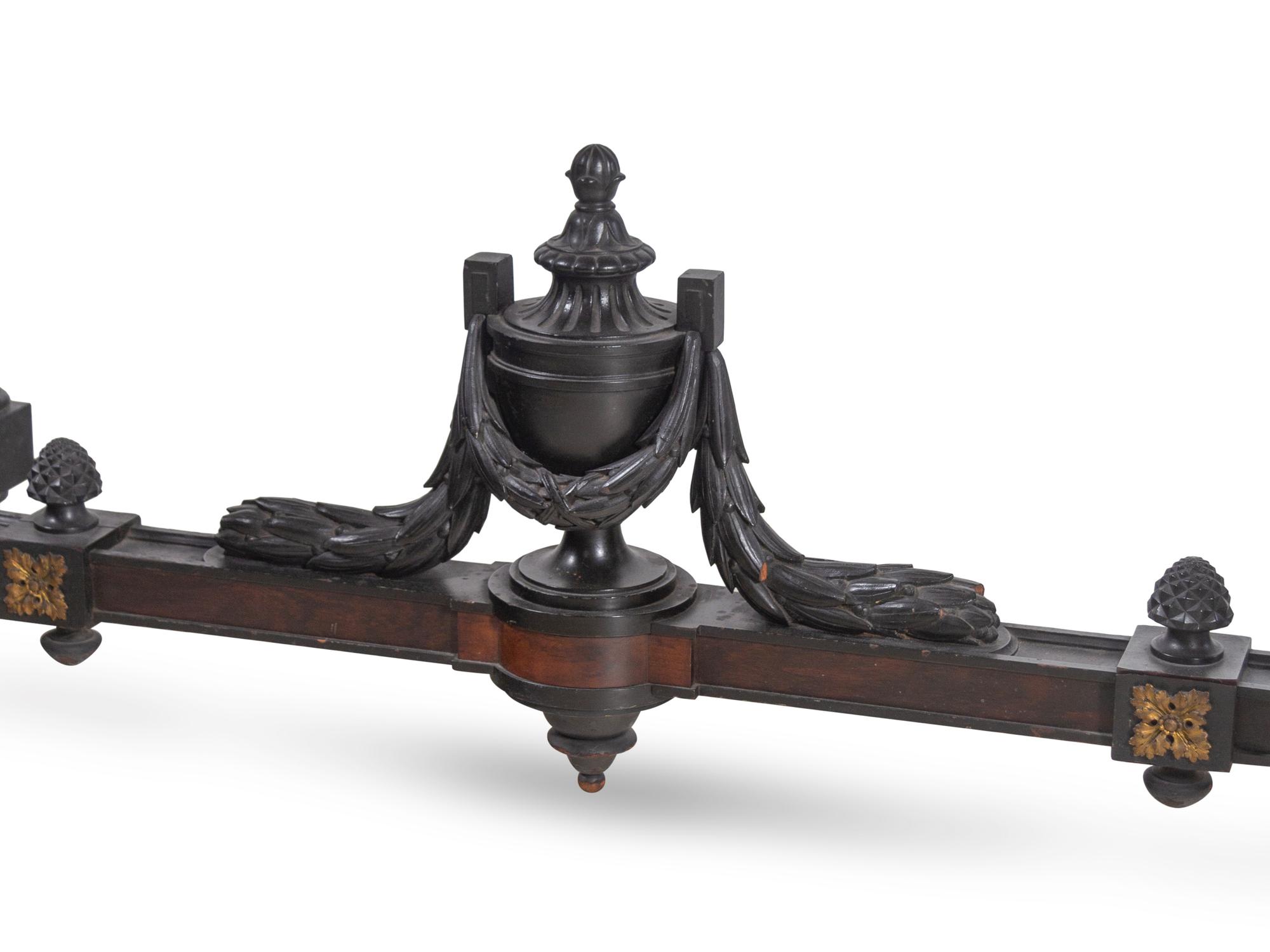 A Renaissance Revival Carved Walnut, Parcel Ebonized and Parcel Gilt Vitrine Cabinet on Stand