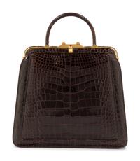 Judith Leiber Brown Alligator Frame Hand Bag