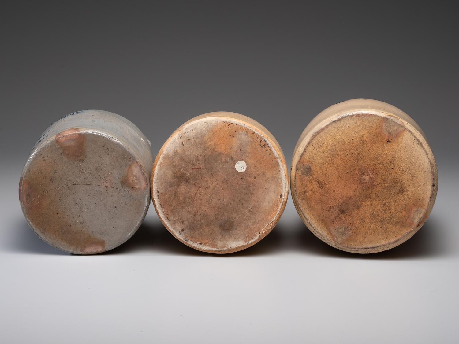 Three Cobalt Decorated Stoneware Jugs
