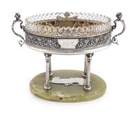 A Large Russian Silver and Agate Mounted Centerpiece Bowl