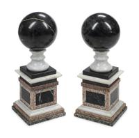 A Pair of Italian Grand Tour Style Vari-Color Marble Spherical Ornaments