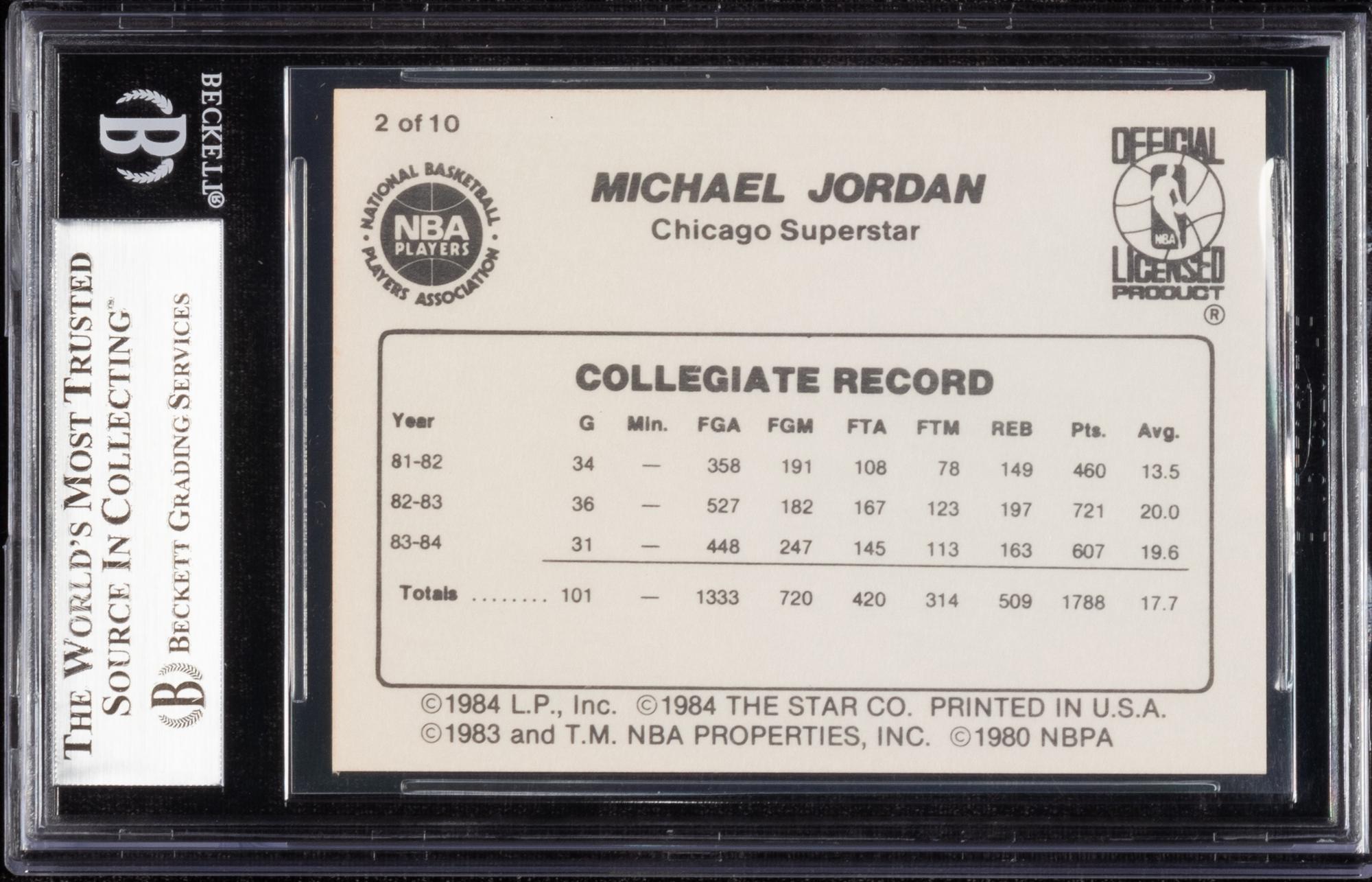 A 1986 Michael Jordan Star Set Collegiate Stats Card No. 2 (BGS 8.5)