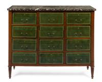 A Continental Mahogany Chest of Drawers Height 40 1/4 x width 50 x depth 16 inches. — INCORPORATING VARIOUS 19TH CENTURY ELEMENTS