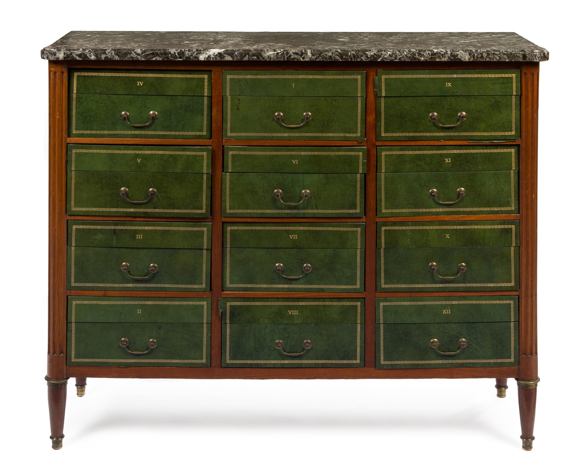 A Continental Mahogany Chest of Drawers Height 40 1/4 x width 50 x depth 16 inches. — INCORPORATING VARIOUS 19TH CENTURY ELEMENTS