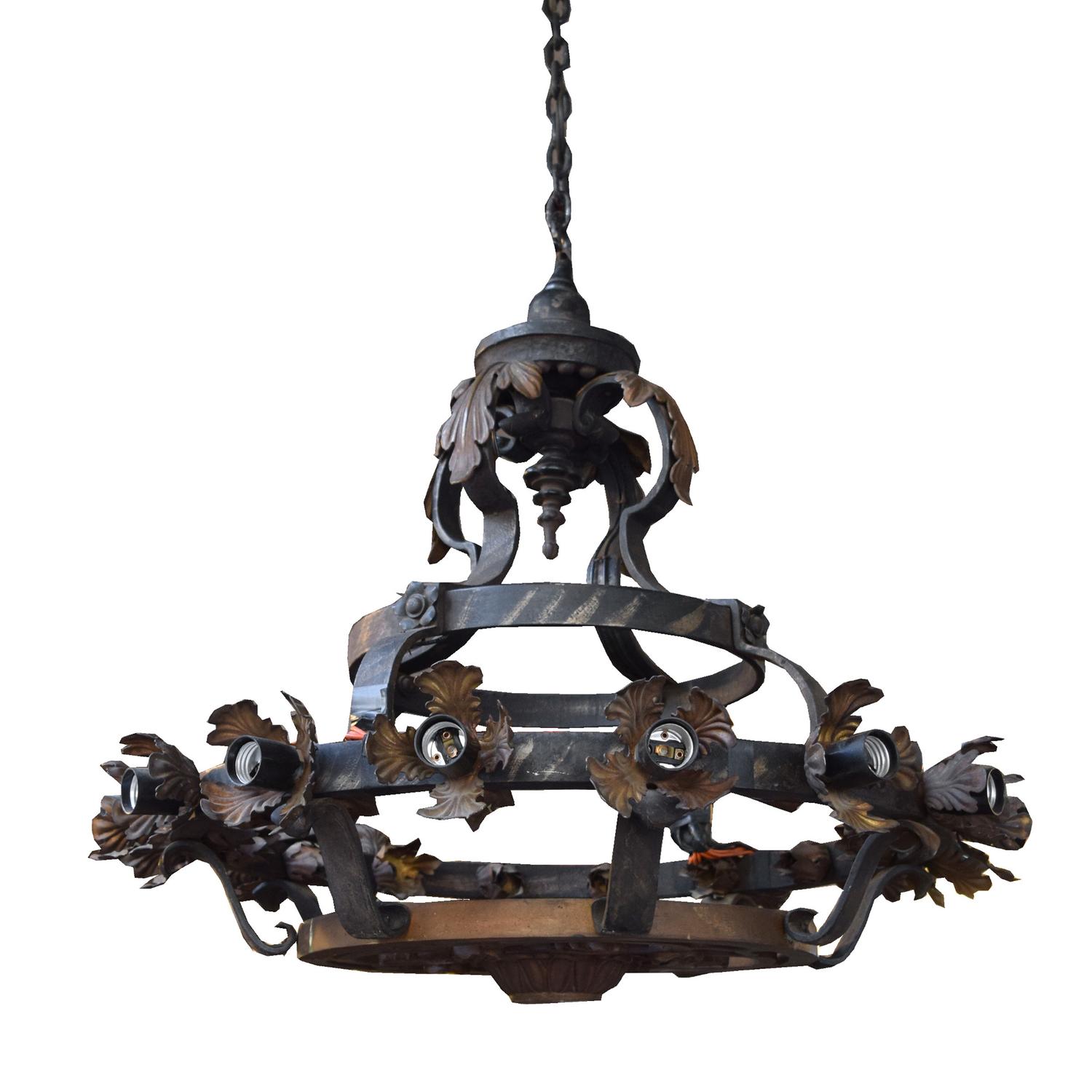 A Set of Four Wrought Iron Chandeliers 24" W x 24" D x 24" H — Continental, Circa 1900
