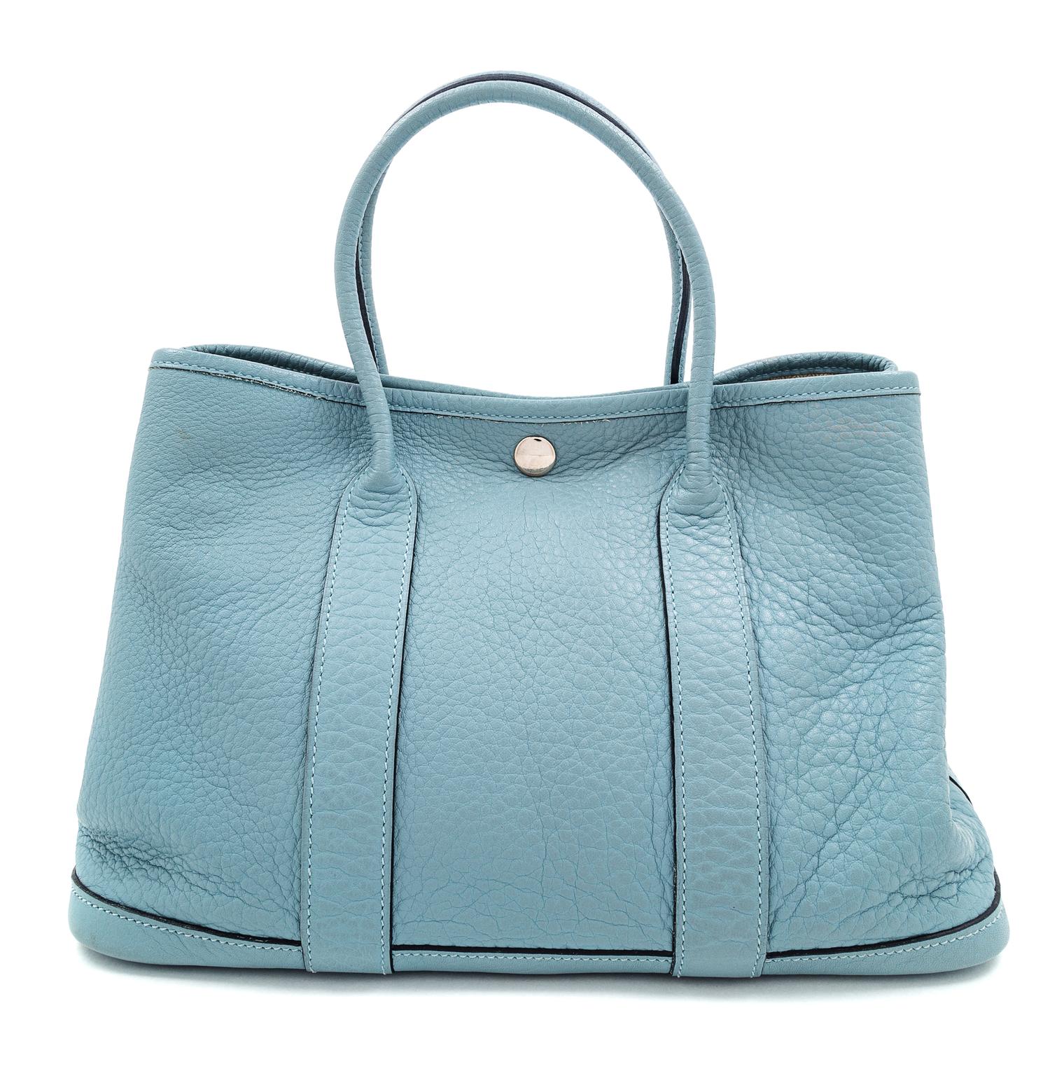 Hermès Blue Garden Party Bag, 2009 7.75" H x 11.5" W x 5.25" D; Handle drop: 4.25"