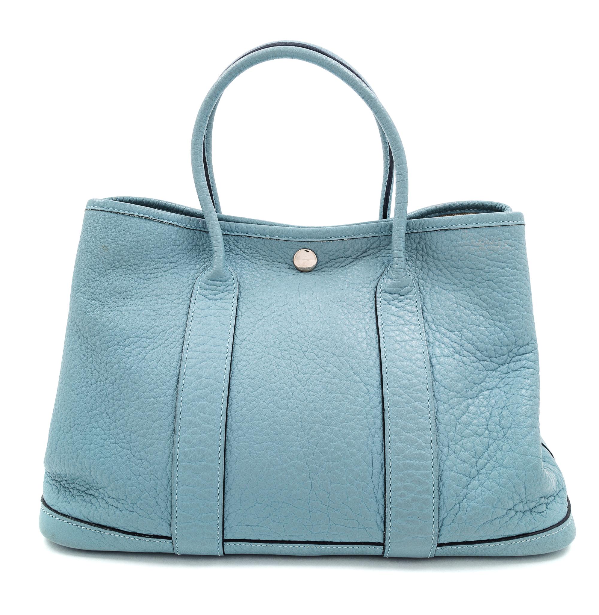 Hermès Blue Garden Party Bag, 2009 7.75" H x 11.5" W x 5.25" D; Handle drop: 4.25"