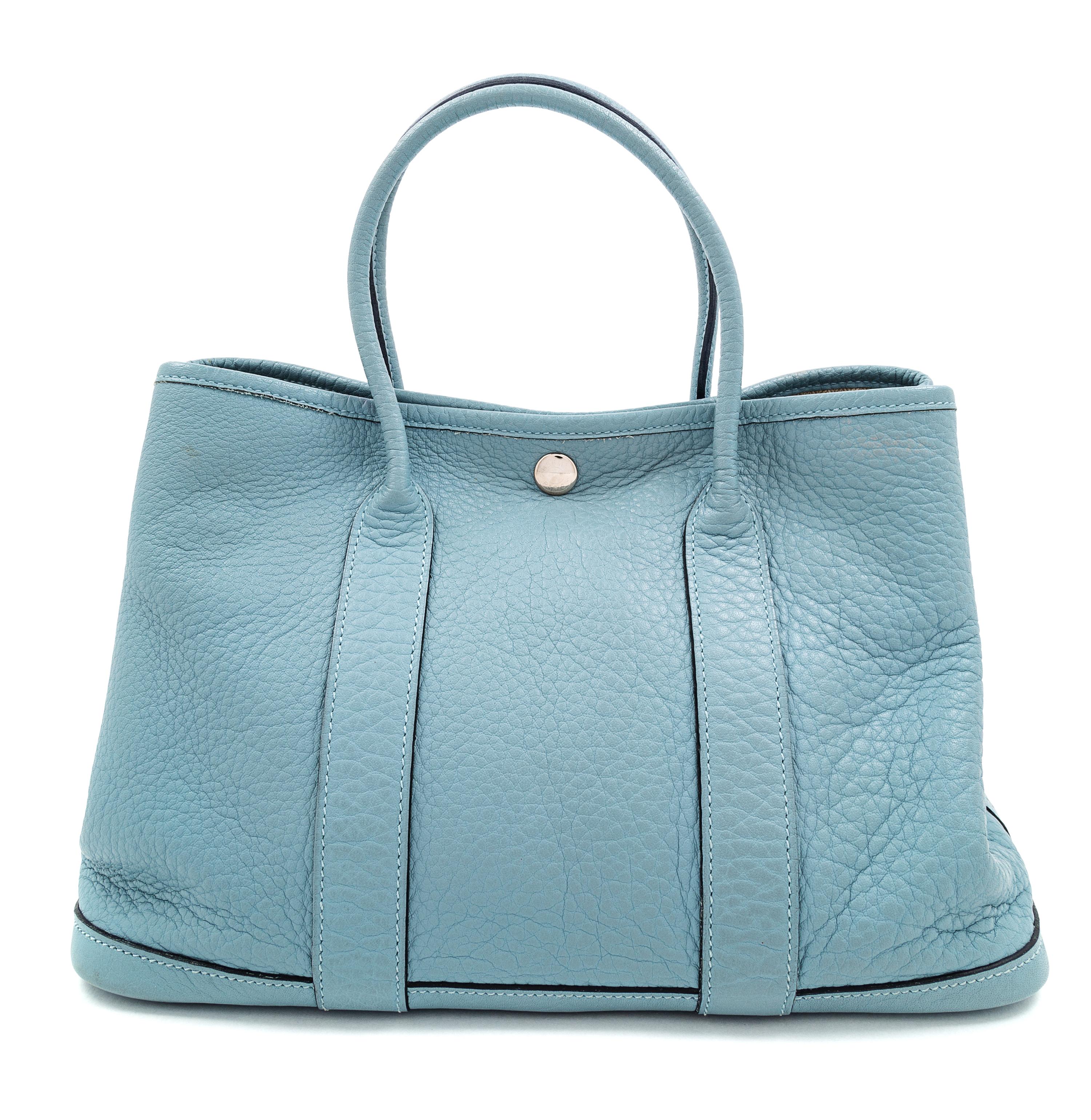Hermès Blue Garden Party Bag, 2009 7.75" H x 11.5" W x 5.25" D; Handle drop: 4.25"