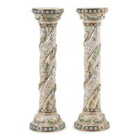 A Pair of Italian Porcelain Pedestals