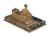 An Austrian Gilt Bronze and Marble Figural Inkwell