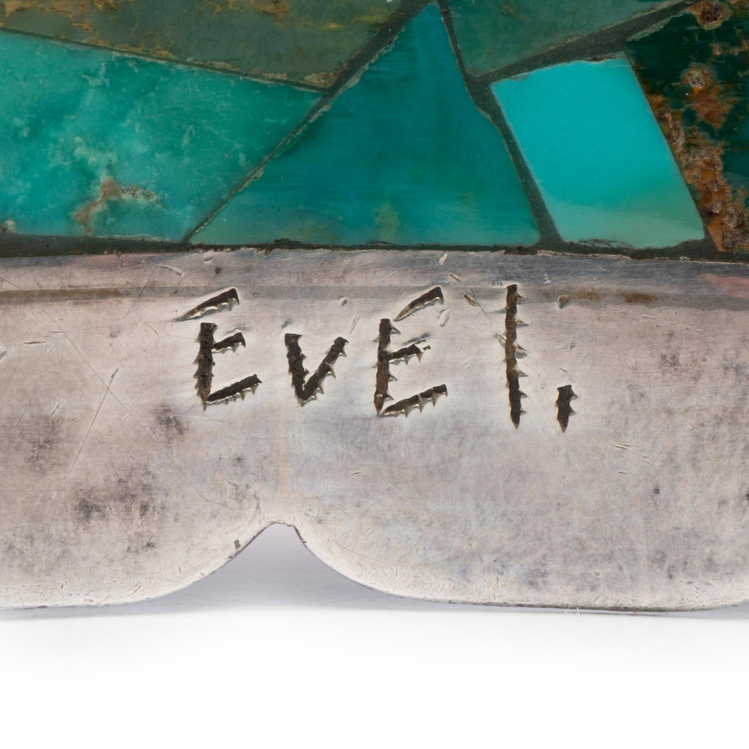 Silver Cuff Bracelet, with Mosaic Inlay on Interior and Exterior Lot is located and will ship from Denver, Colorado.