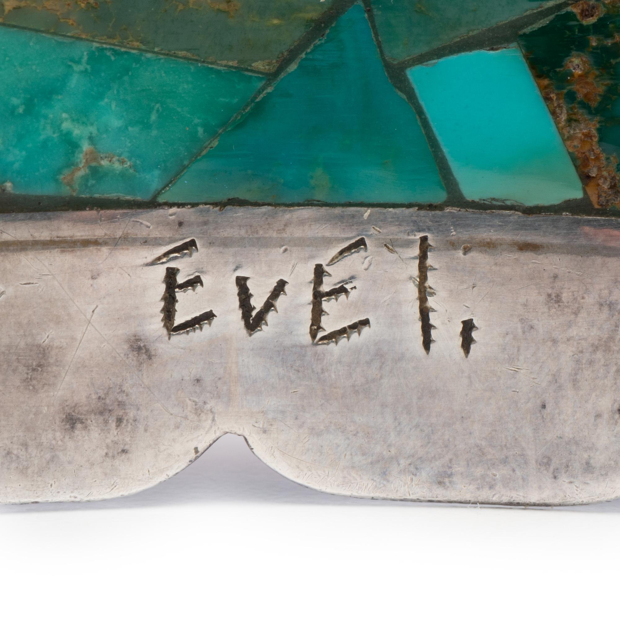 Silver Cuff Bracelet, with Mosaic Inlay on Interior and Exterior Lot is located and will ship from Denver, Colorado.