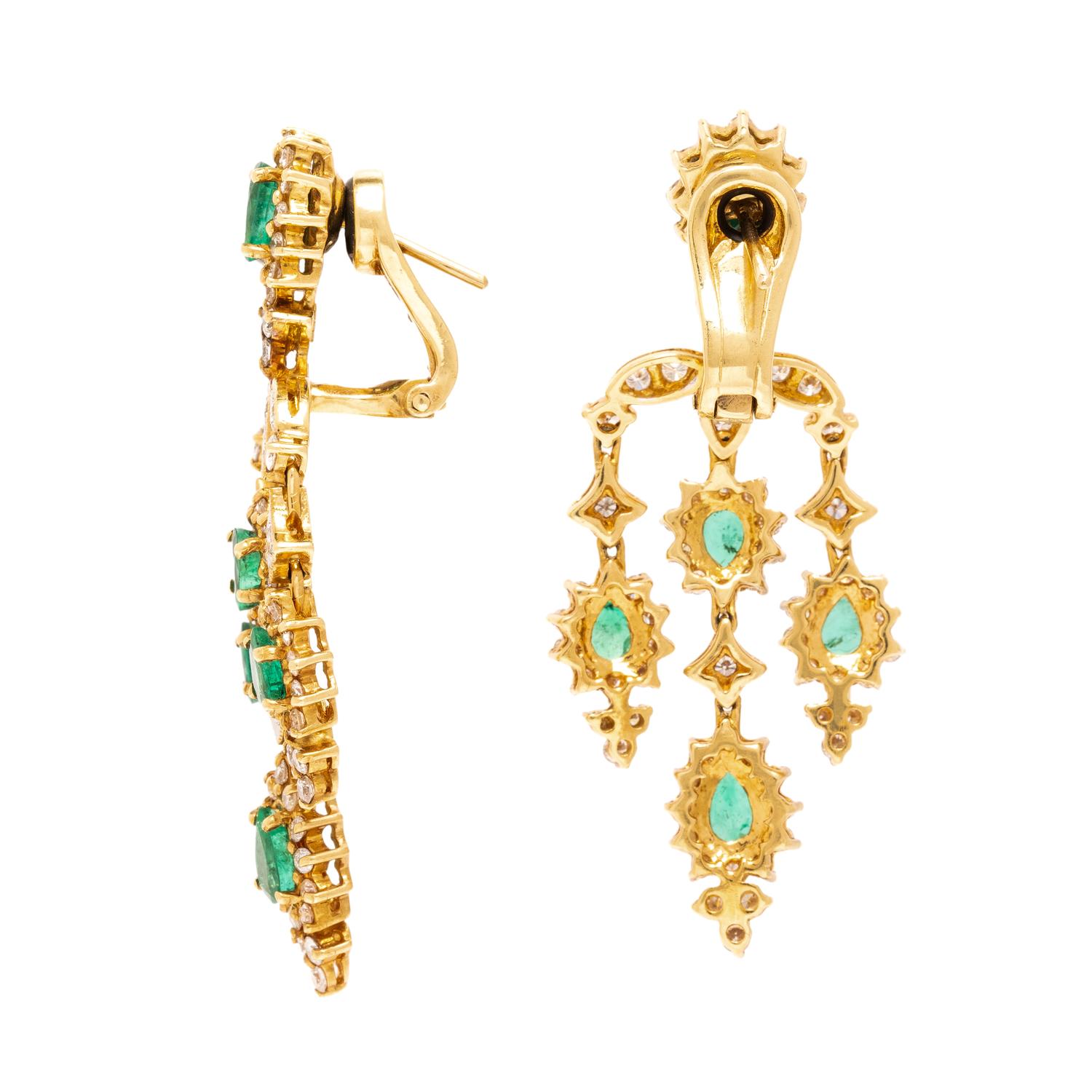 EMERALD AND DIAMOND CHANDELIER EARRINGS