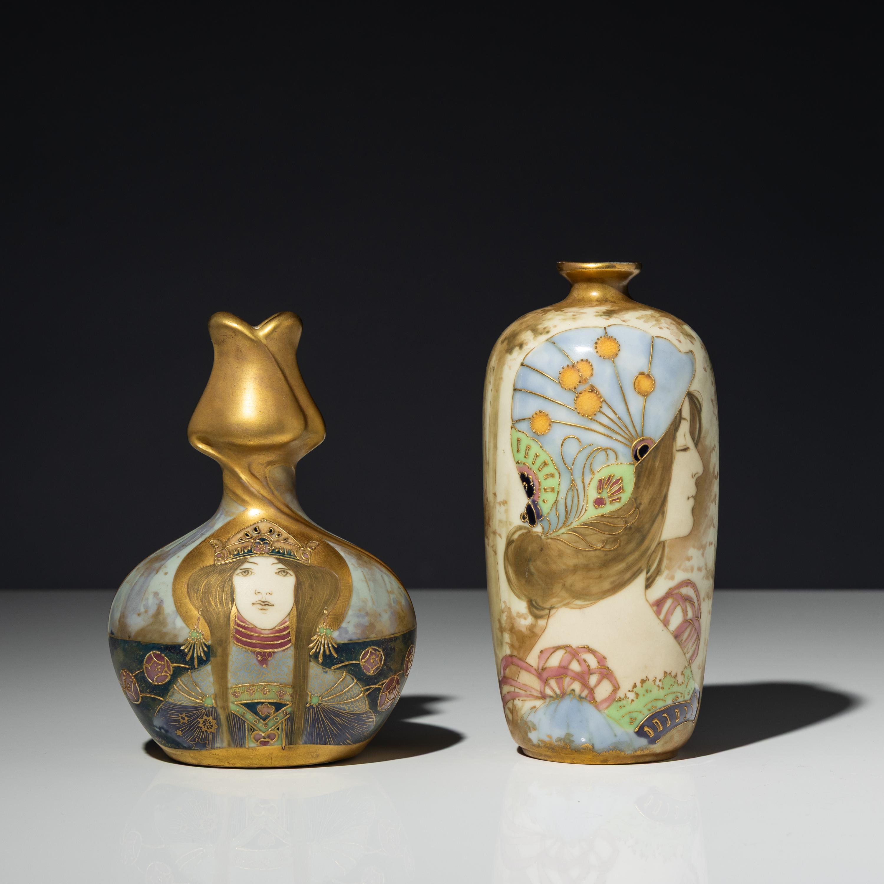 Nikolaus Kannhäuser for Riessner, Stellmacher & Kessel Early 20th Century — Allegory of Russia Amphora vases, c. 1895