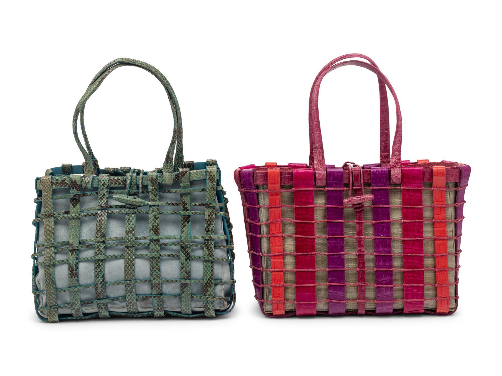 Two Nancy Gonzalez Woven Exotic Skin Totes
