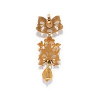 ANTIQUE, YELLOW GOLD AND DIAMOND PENDANT