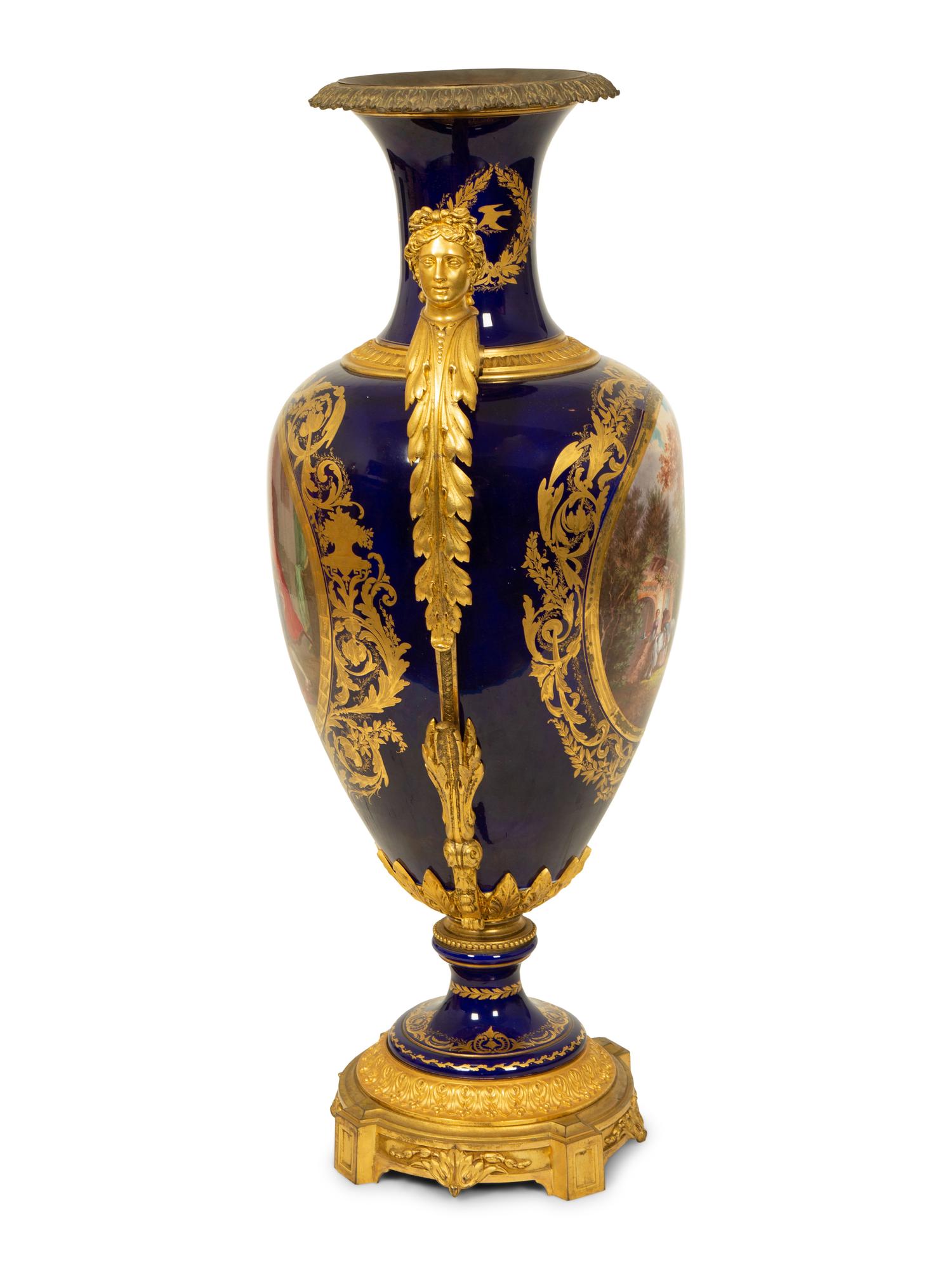 A Sevres Style Gilt Bronze Mounted Porcelain Covered Urn — 19TH CENTURY
