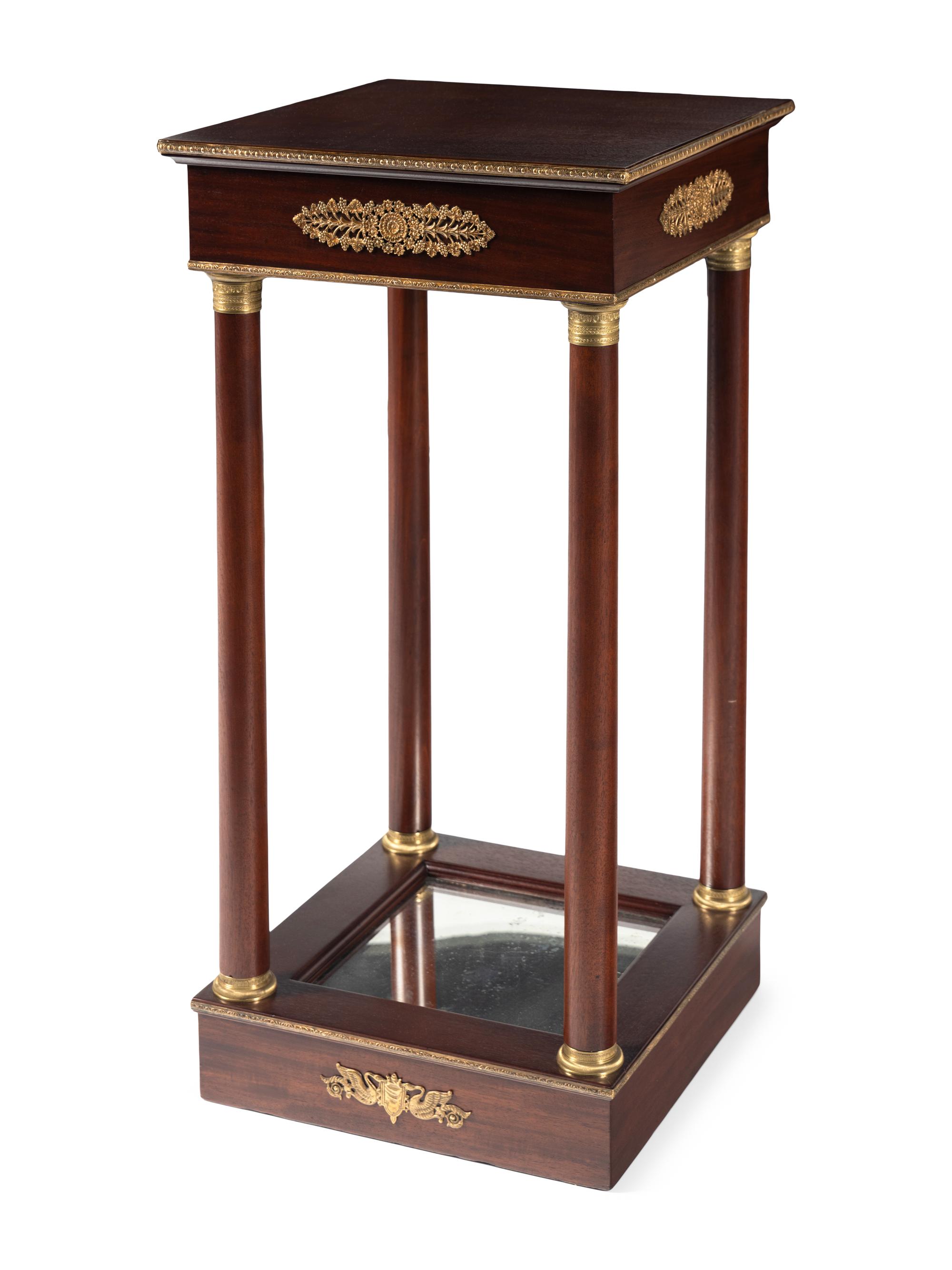 An Empire Style Gilt Bronze Mounted Mahogany Pedestal