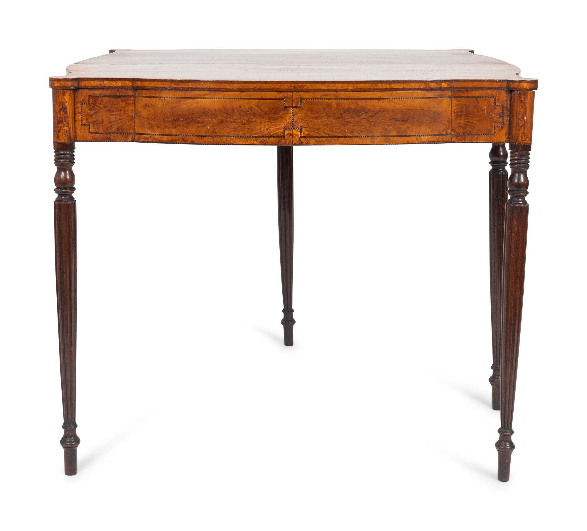 A Federal Inlaid Satinwood and Mahogany Flip Top Table — PROBABLY MASSACHUSETTS, CIRCA 1810
