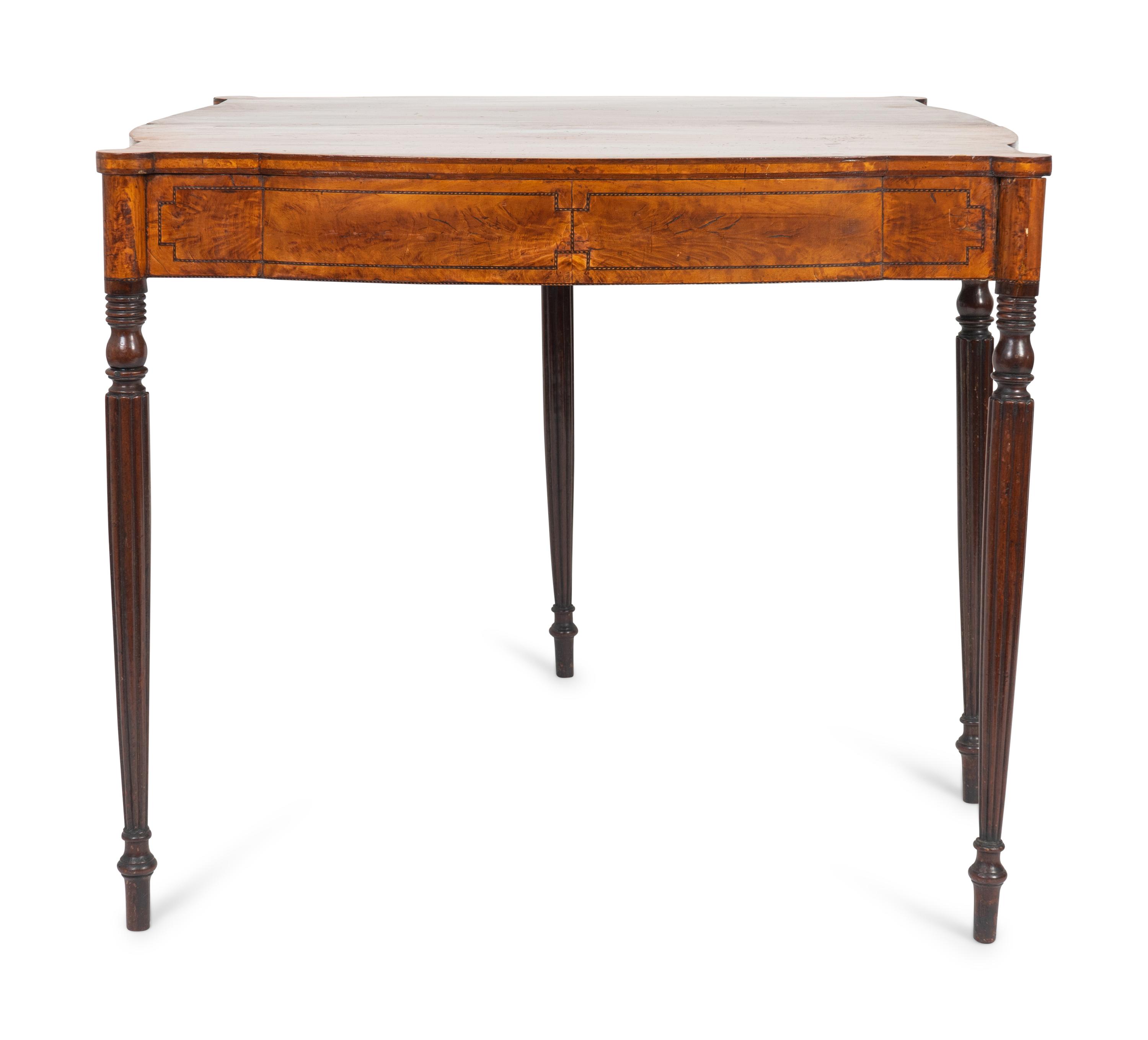 A Federal Inlaid Satinwood and Mahogany Flip Top Table — PROBABLY MASSACHUSETTS, CIRCA 1810