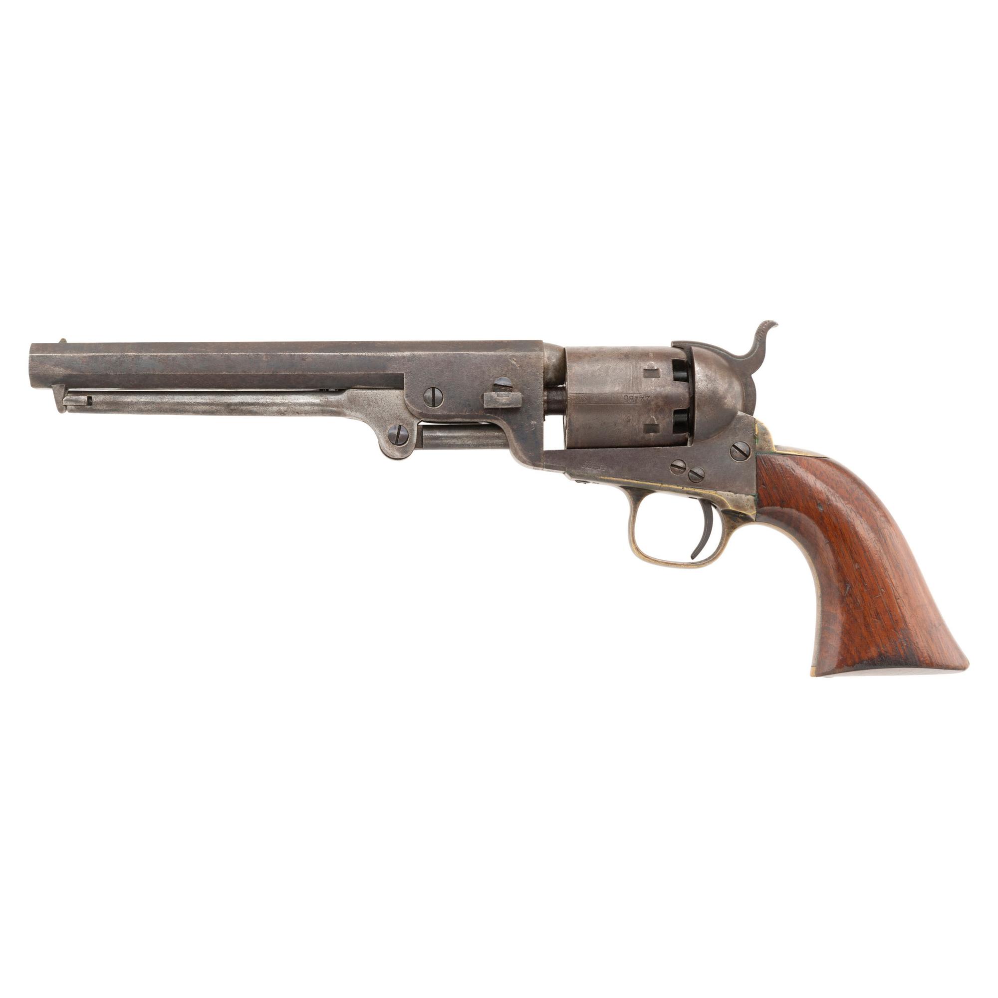 Colt Fourth Model 1851 Navy Revolver in Casing Made from an Old Box