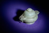 A Chinese Carved Jade 'Chrysanthemum' Incense Burner and Cover