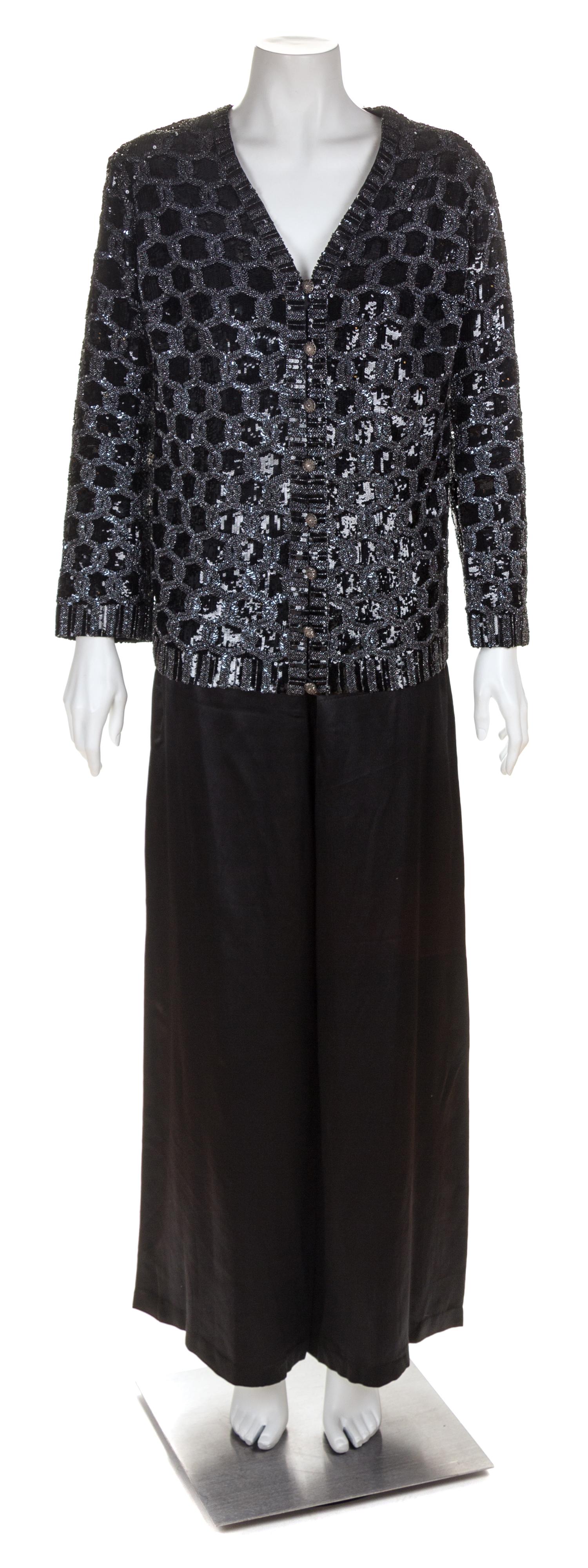 An Yves Saint Laurent Haute Couture Black Sequin Cardigan, No size.