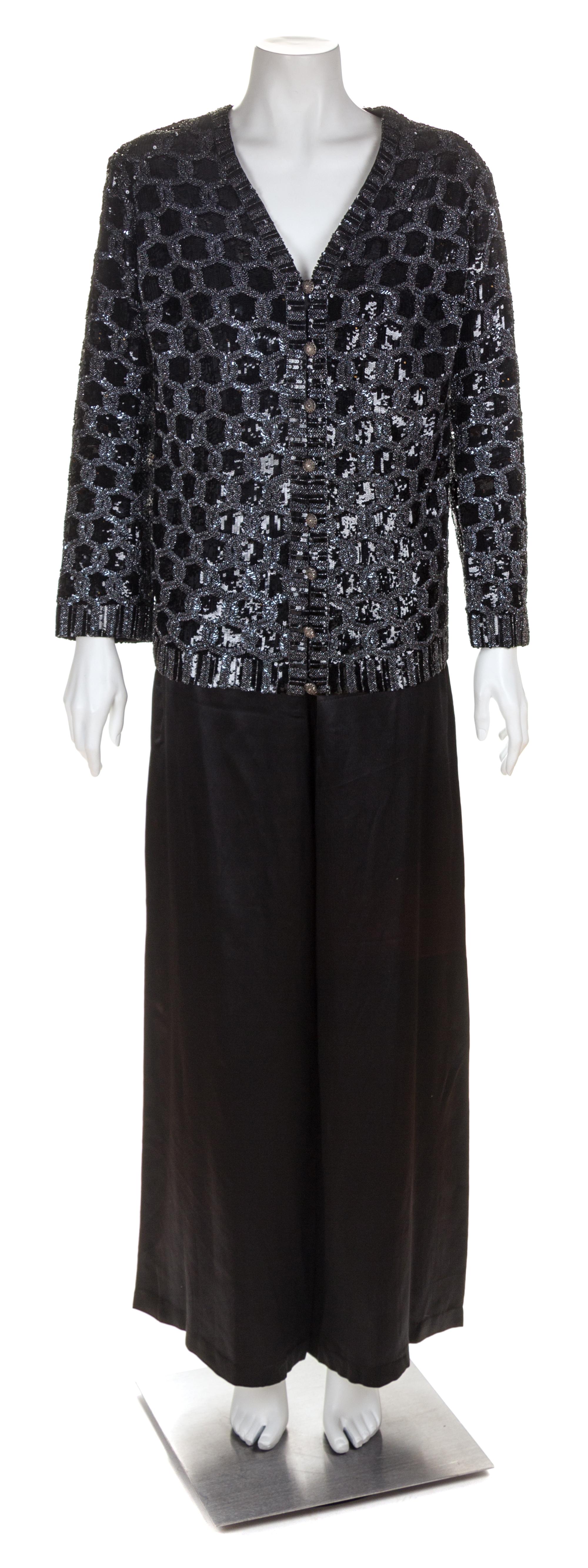 An Yves Saint Laurent Haute Couture Black Sequin Cardigan, No size.