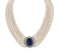 CULTURED PEARL, TANZANITE, AND DIAMOND CONVERTIBLE NECKLACE