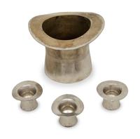 A Group of Four Silver and Silver-Plate Top-Hat Form Table Articles