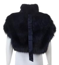 A Gucci Blue Fur Crop Vest, Size 42.