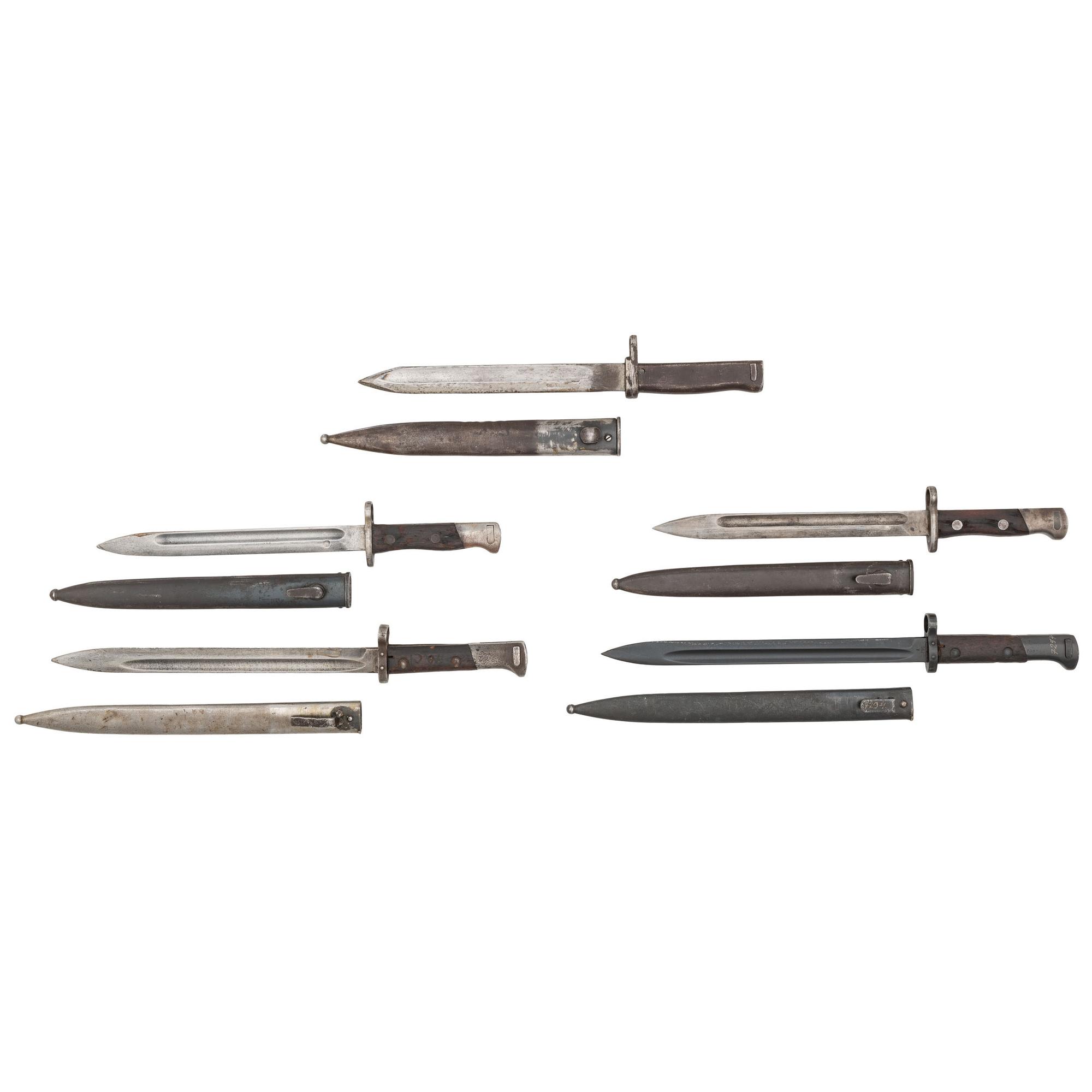 Lot of Two Siamese Bayonets, Two Czech, one Turkish Ersatz