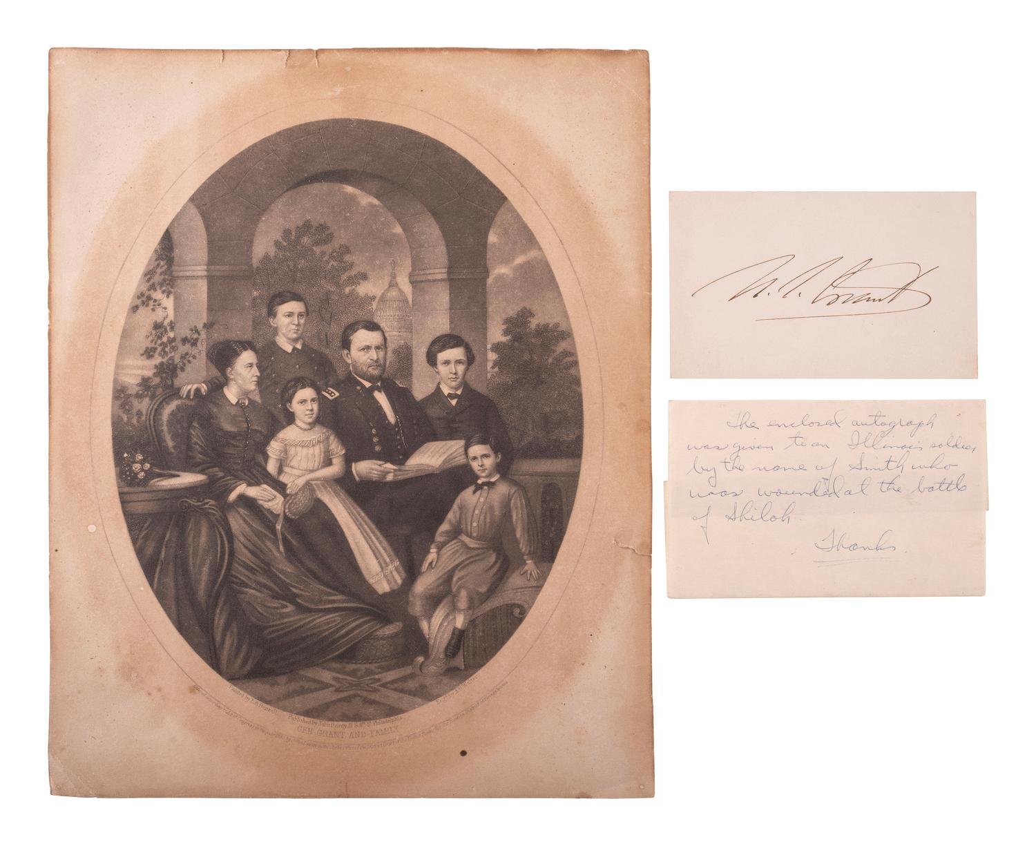 GRANT, Ulysses S. (1822-1885). Clipped signature ("U.S. Grant"). [ With :] Engraving