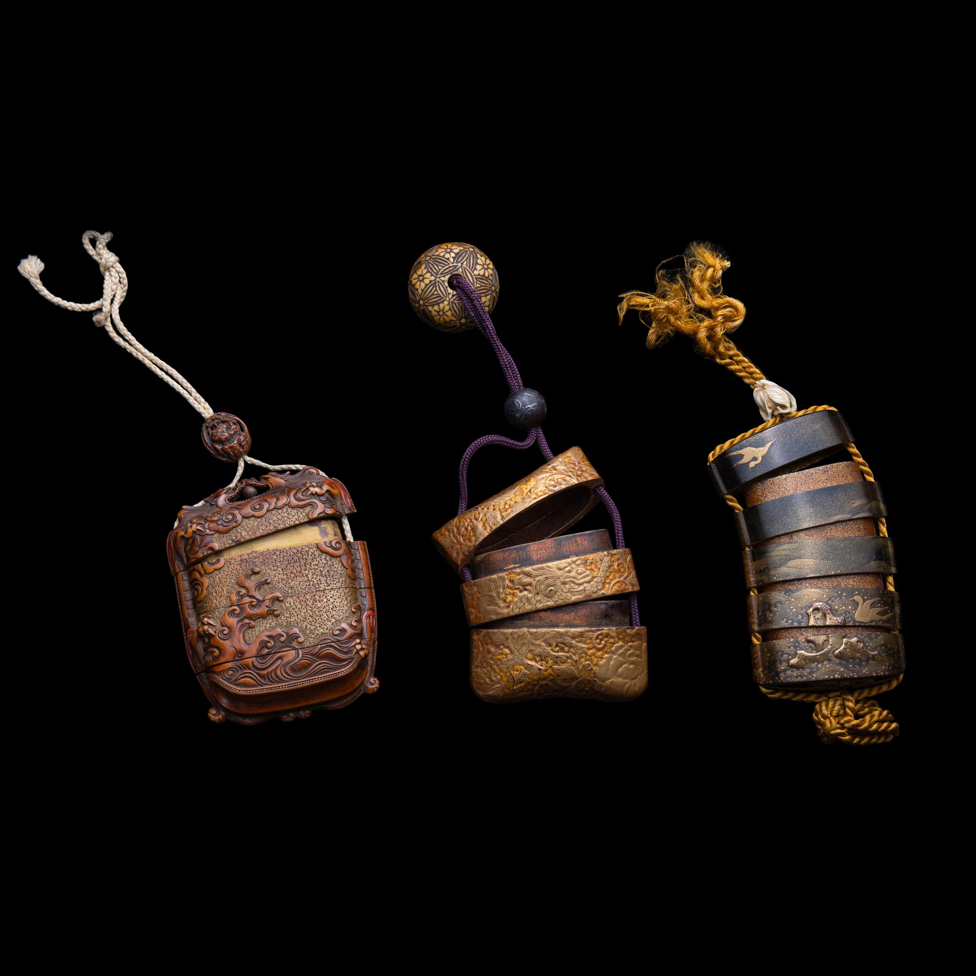 Three Japanese Inro, Edo Period 日本江戶時代 印籠三件