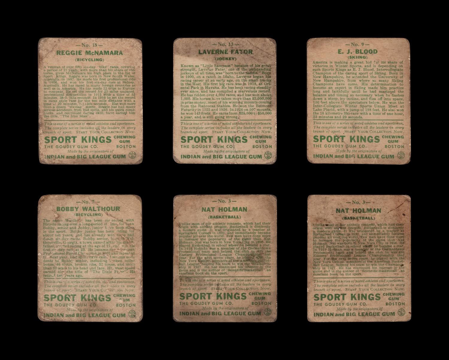 A Collection of 1933 Goudey Sport Kings Trading Cards Including Two Nat Holman (Basketball HOF) Rookie Cards