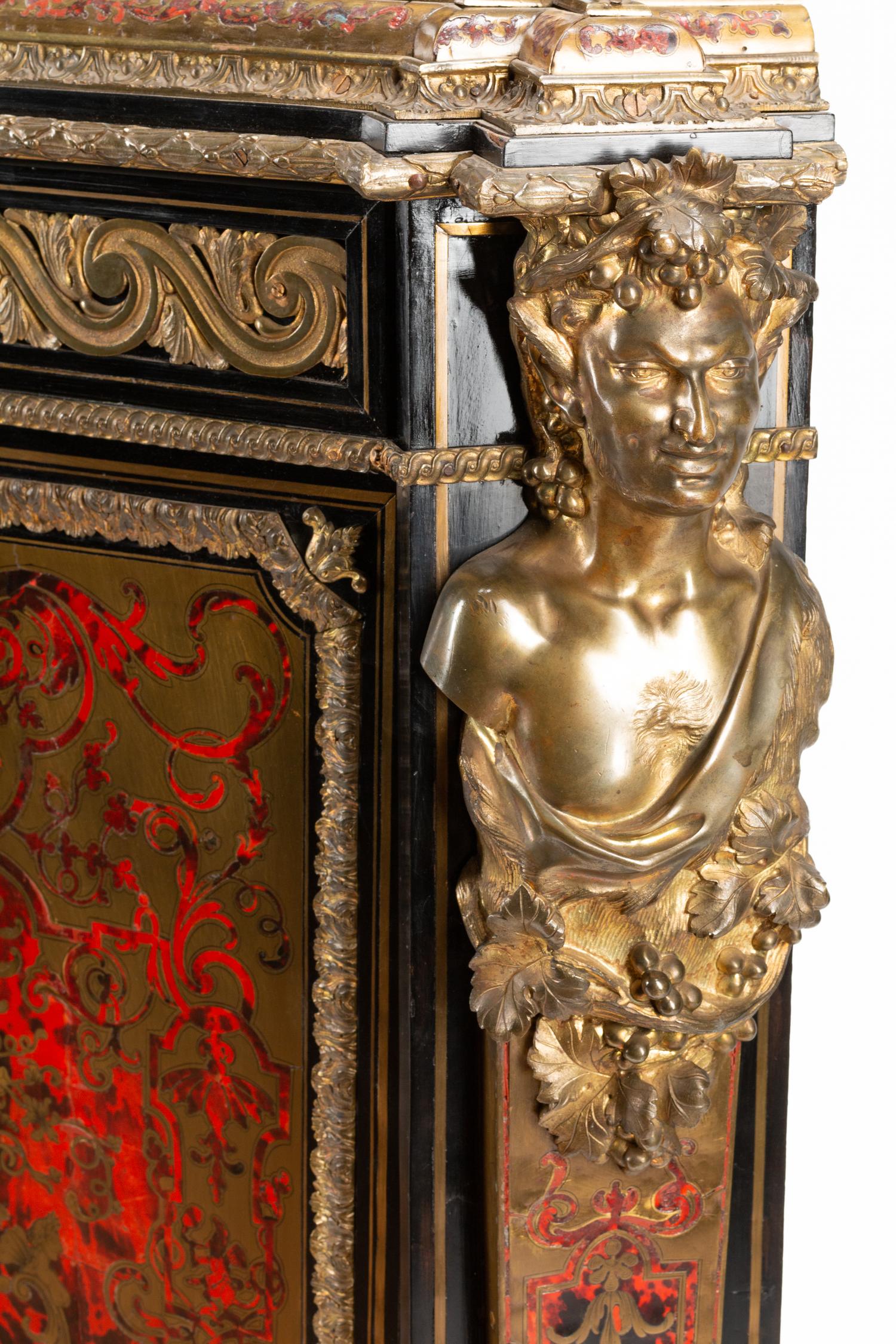 A Pair of Napoleon III Gilt Bronze Mounted Boulle Marquetry Encoignures