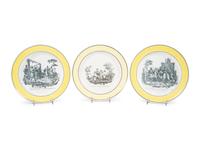 Three Creil Faience Transfer-Decorated Cabinet Plates