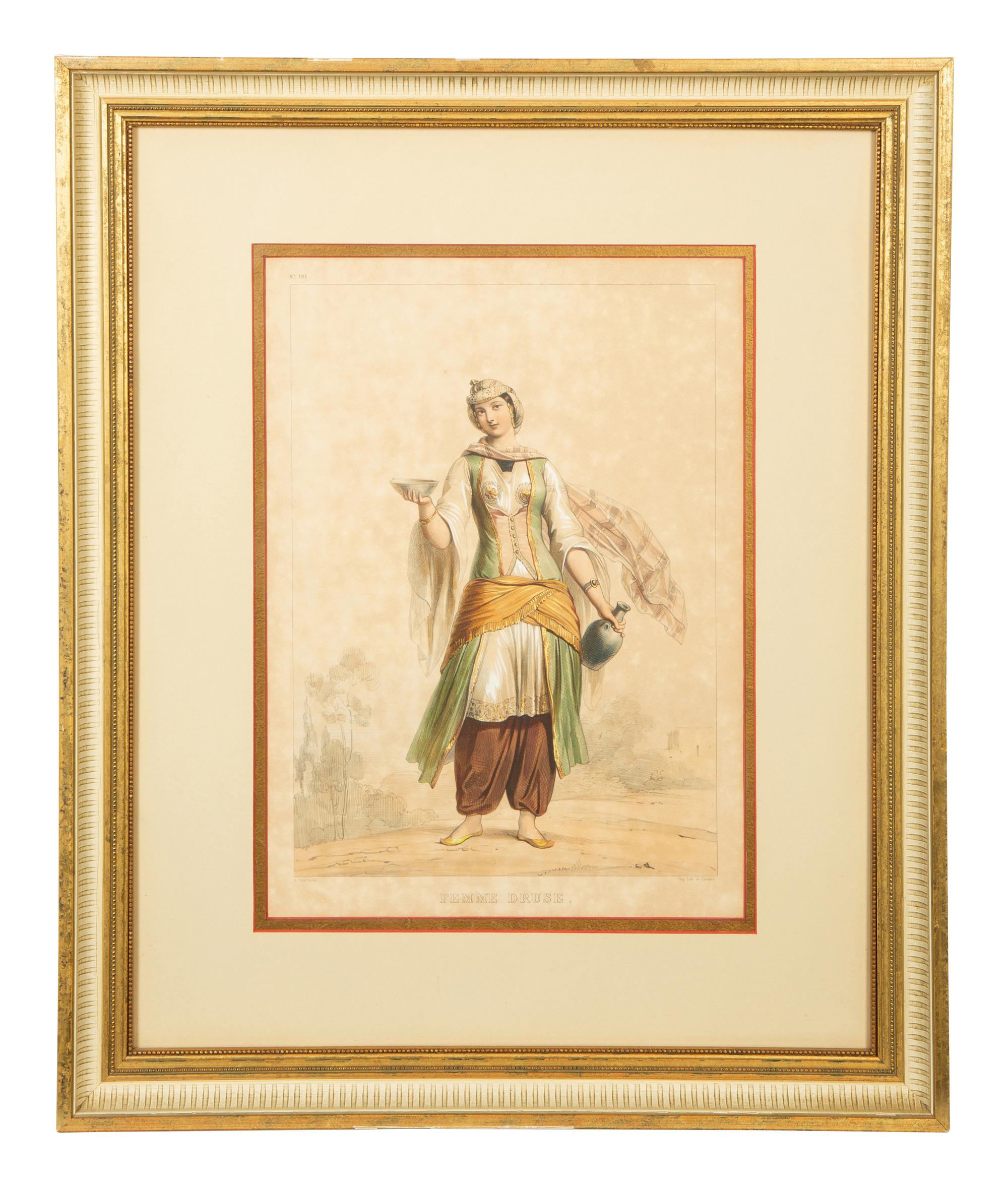A Set of Six Framed Hand-Colored Costume Engravings