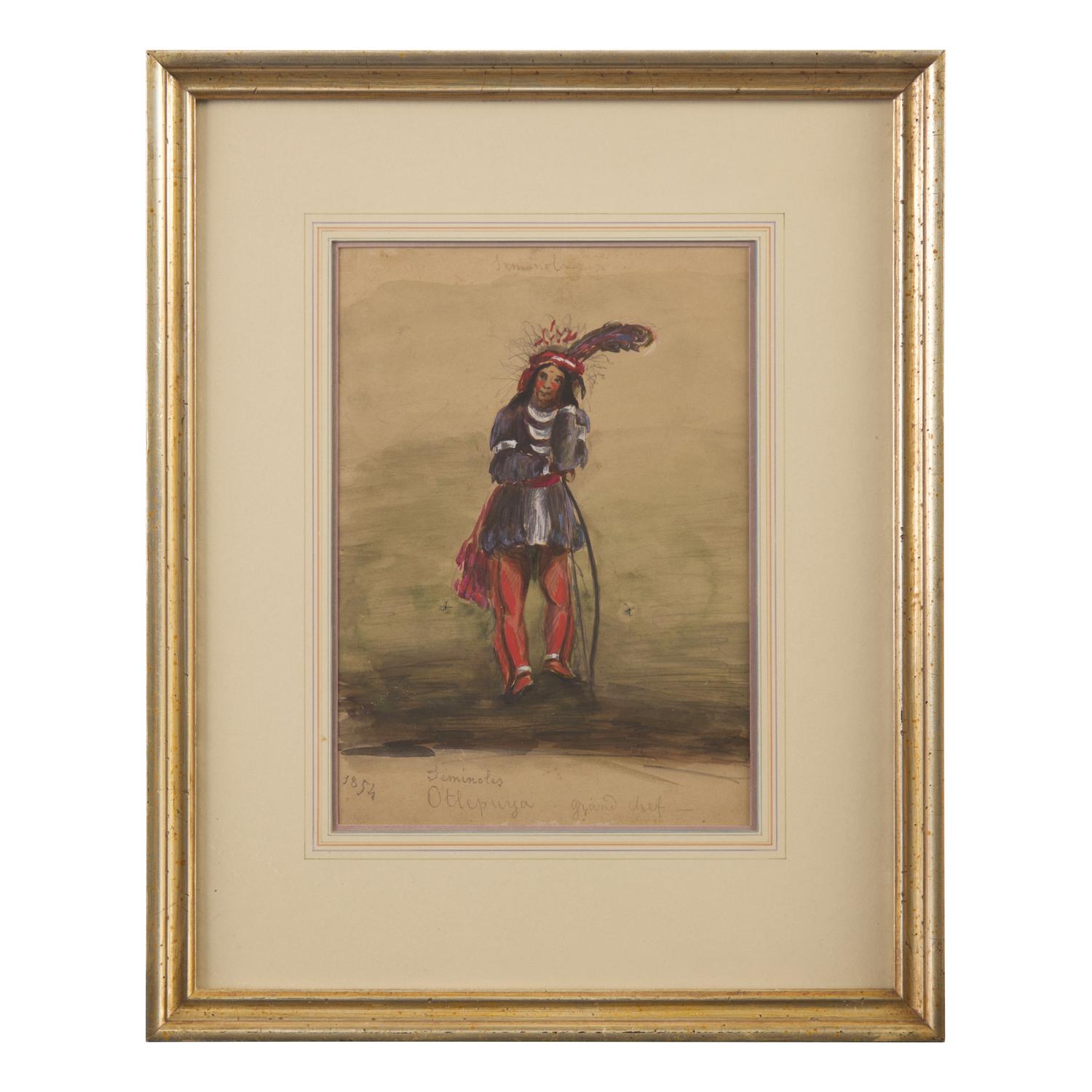 American School, 19th Century — A Pair of Seminole Drawings, 1854