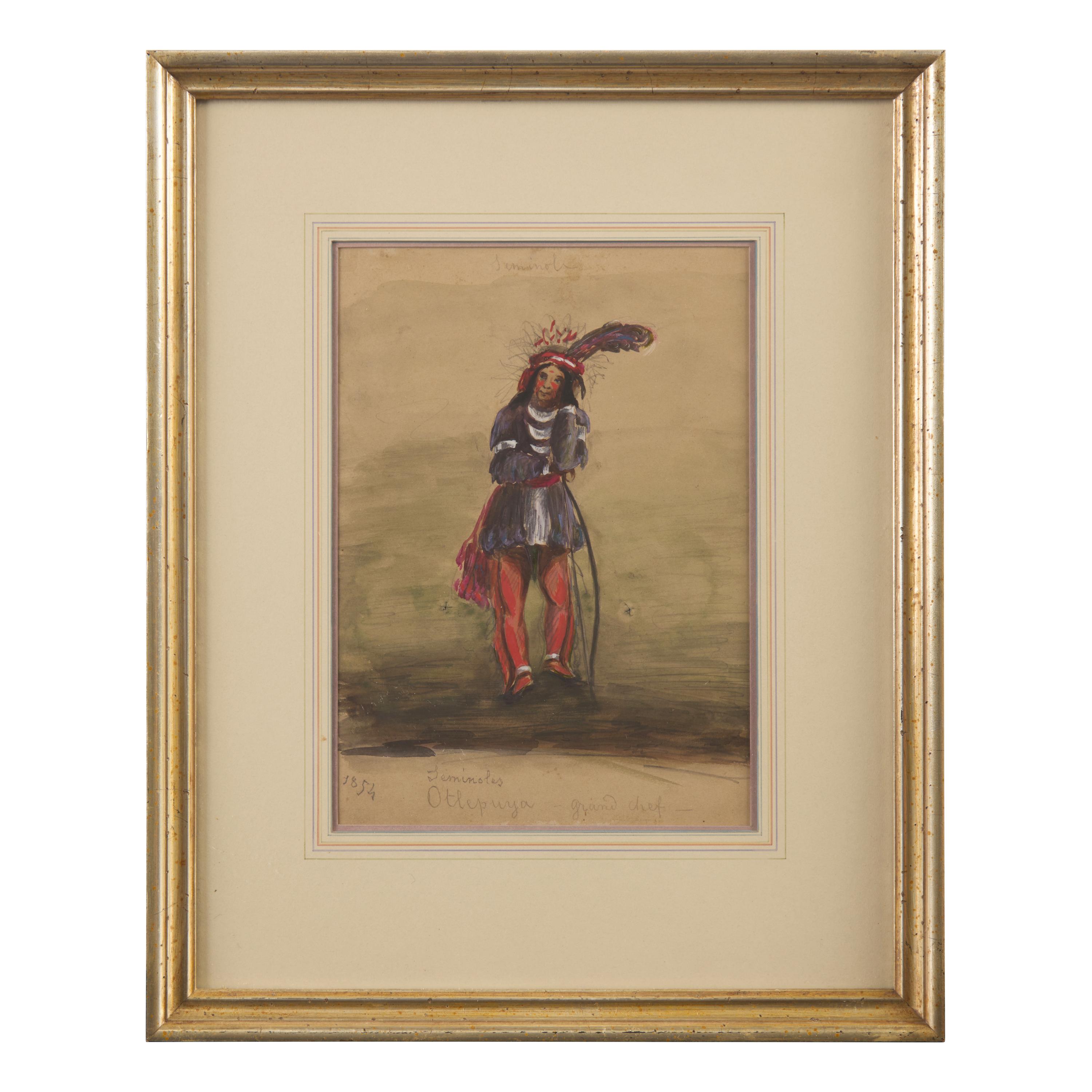 American School, 19th Century — A Pair of Seminole Drawings, 1854