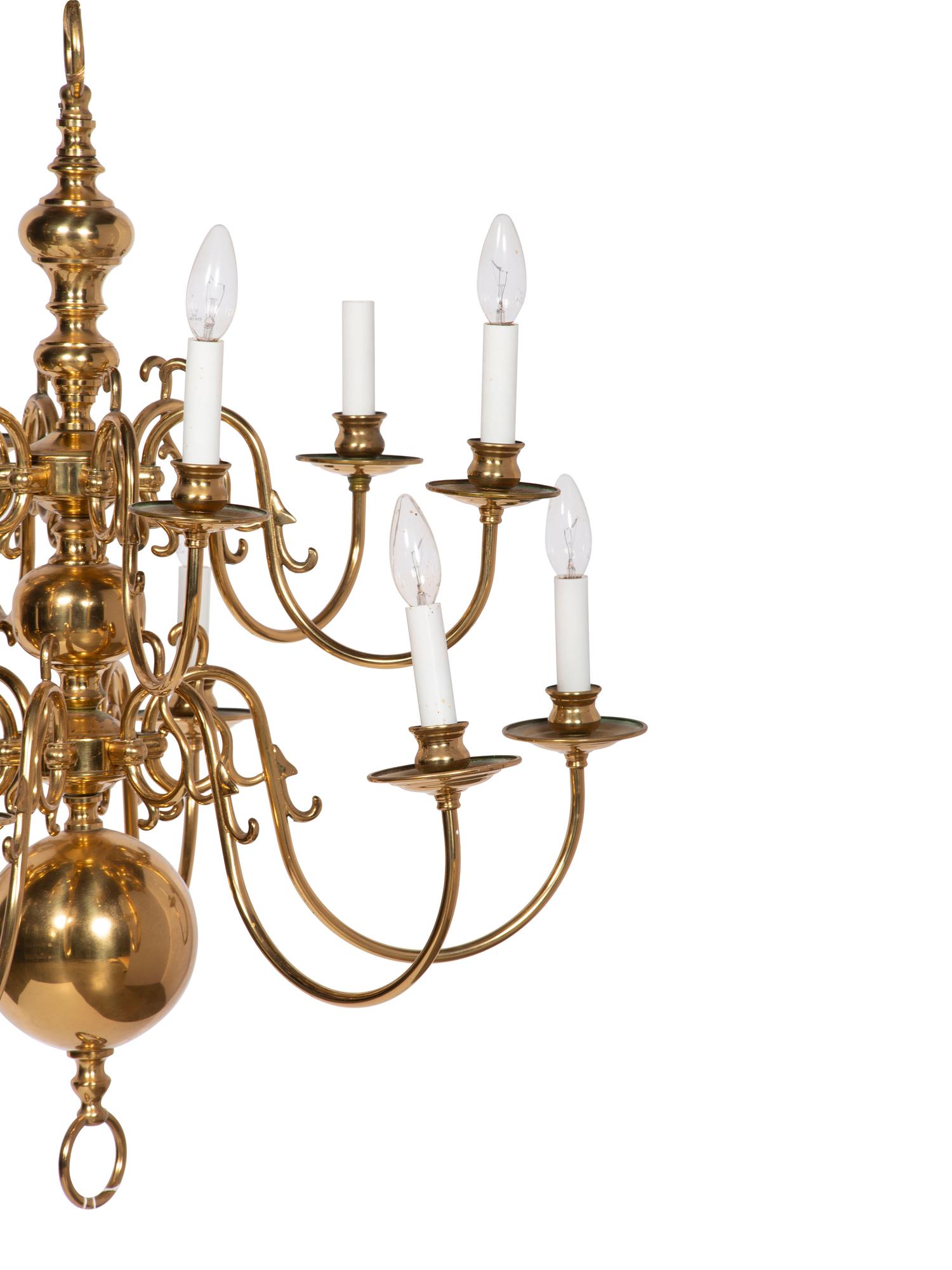 A Dutch Baroque Style Brass Chandelier