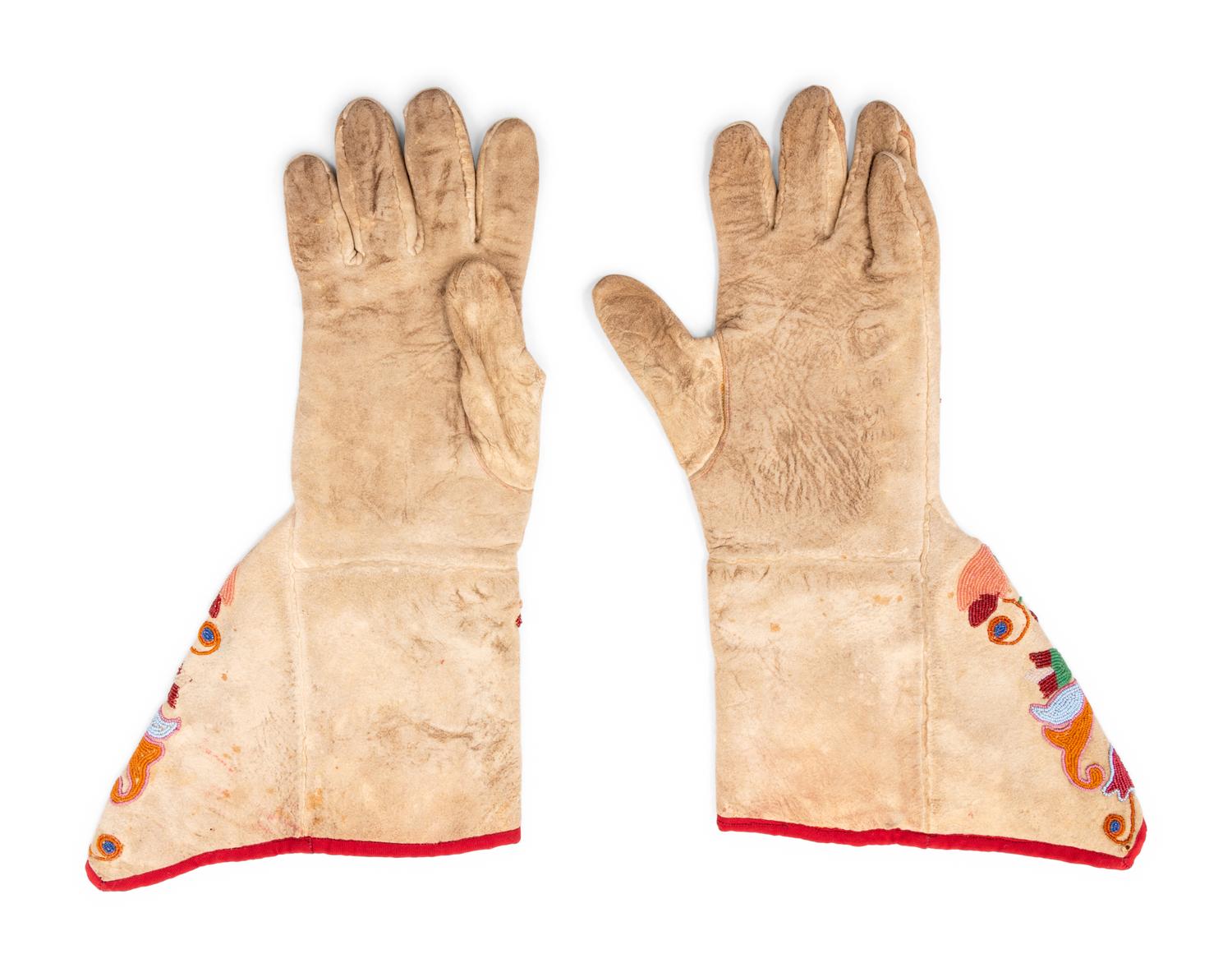 Santee Sioux Beaded Hide Gauntlets