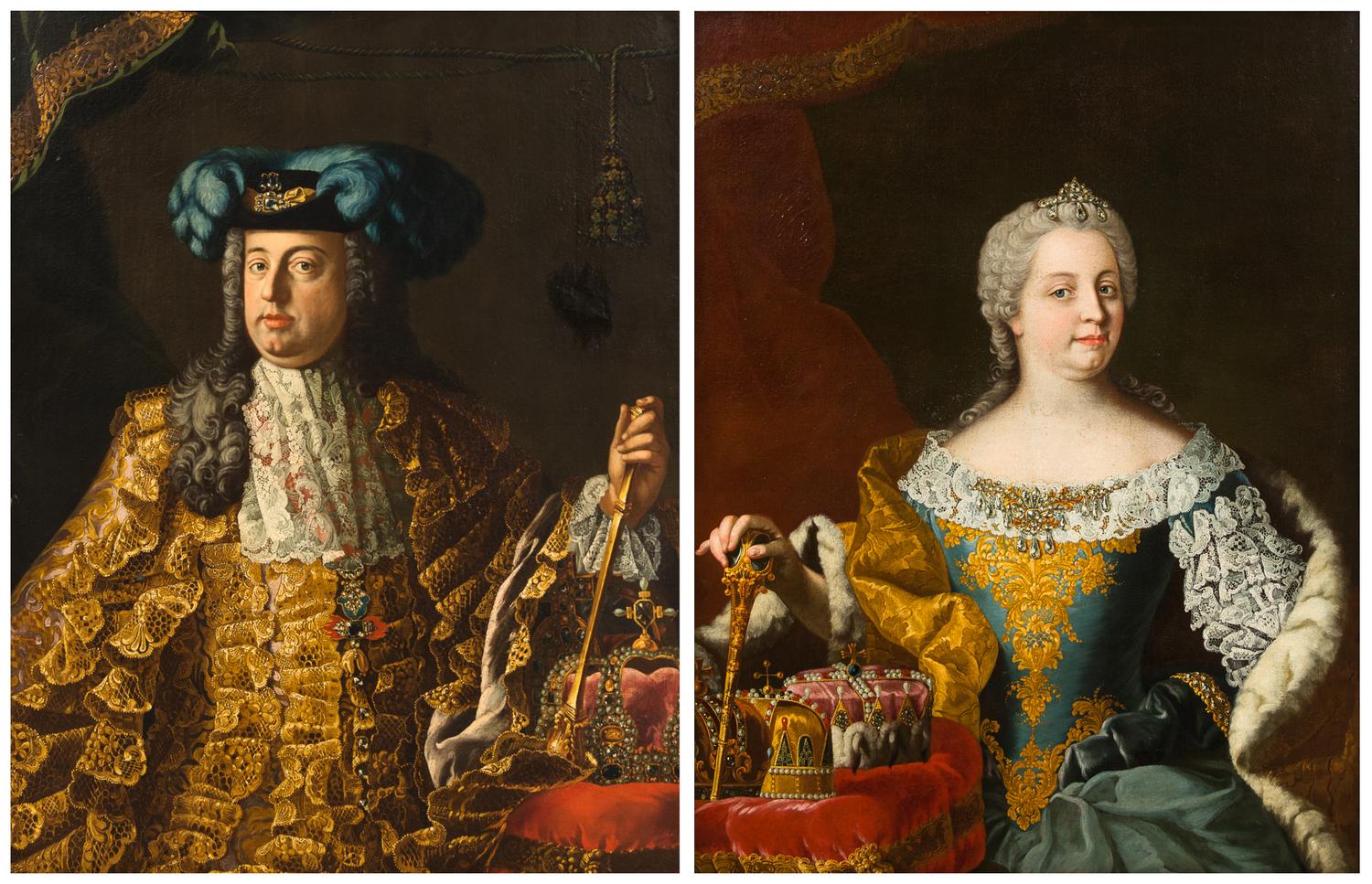 Follower of Martin van Meytens the Younger, (Swedish, 1695–1770), Portraits of Holy Roman Emperor and Empress Maria Theresa of Hungary