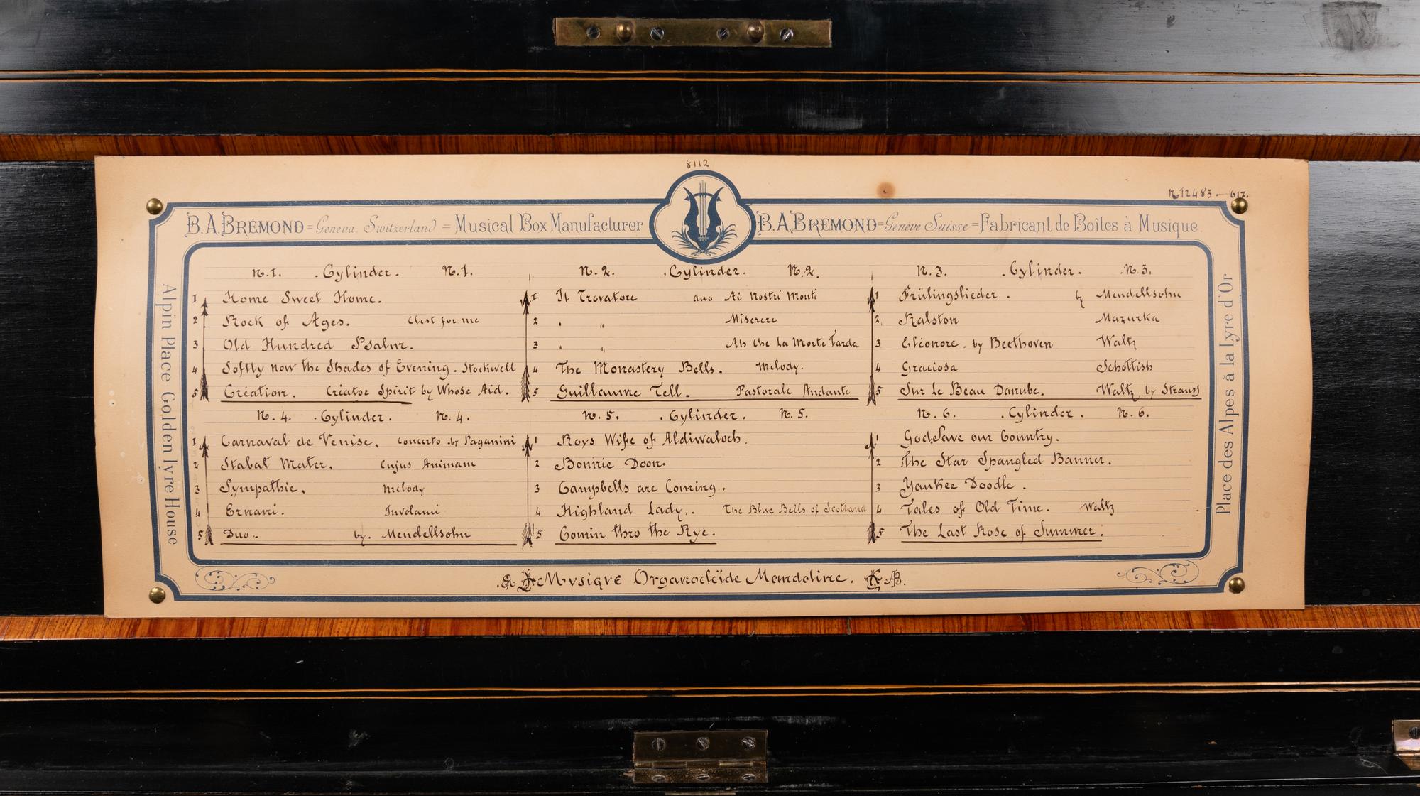 An Interchangeable Organocleide Mandoline Music Box by B.A. Bremond