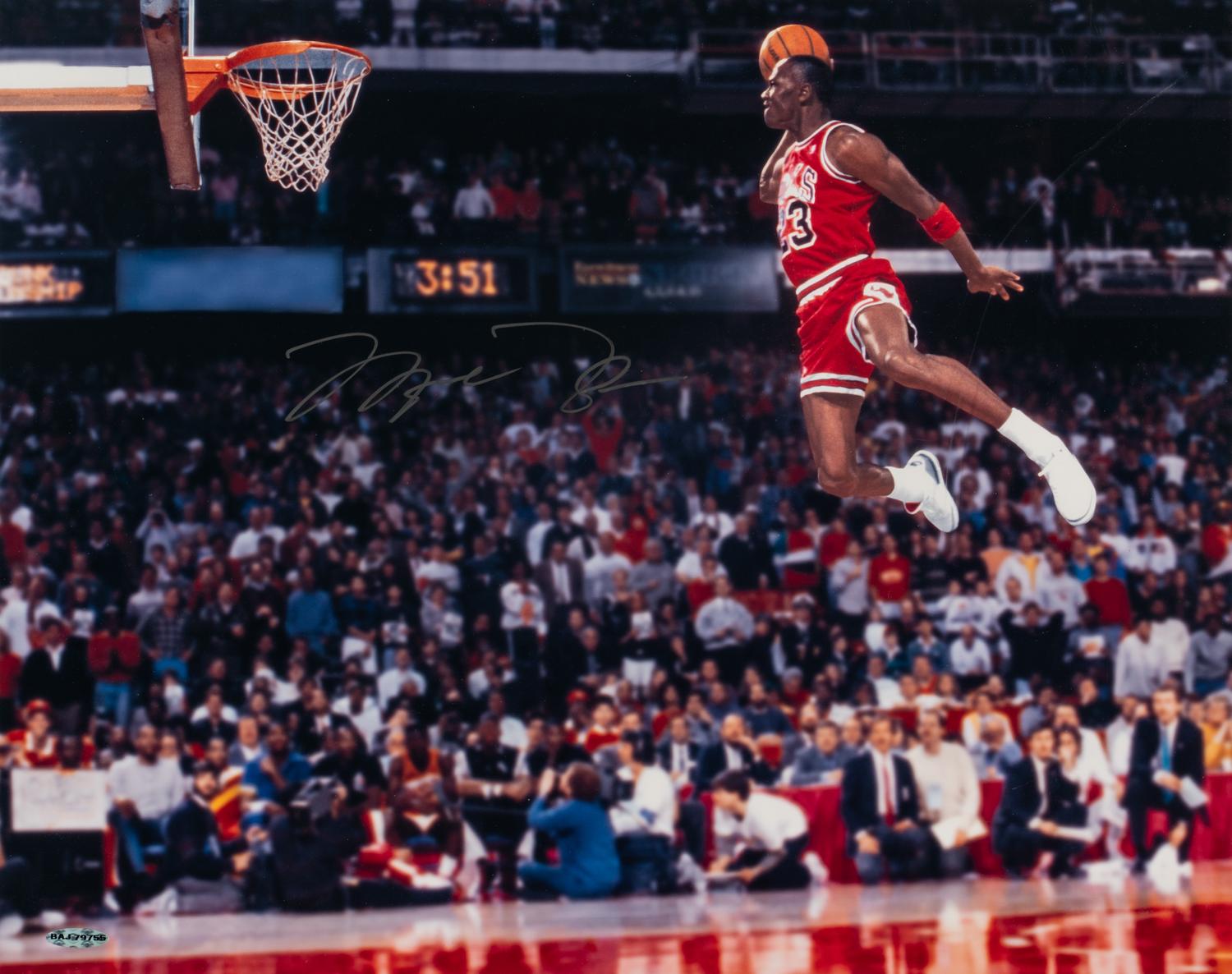 A Michael Jordan Signed Autograph 1988 Slam Dunk Contest 16x20 Photo Display (Upper Deck Authenticated, Beckett Authentication Services)