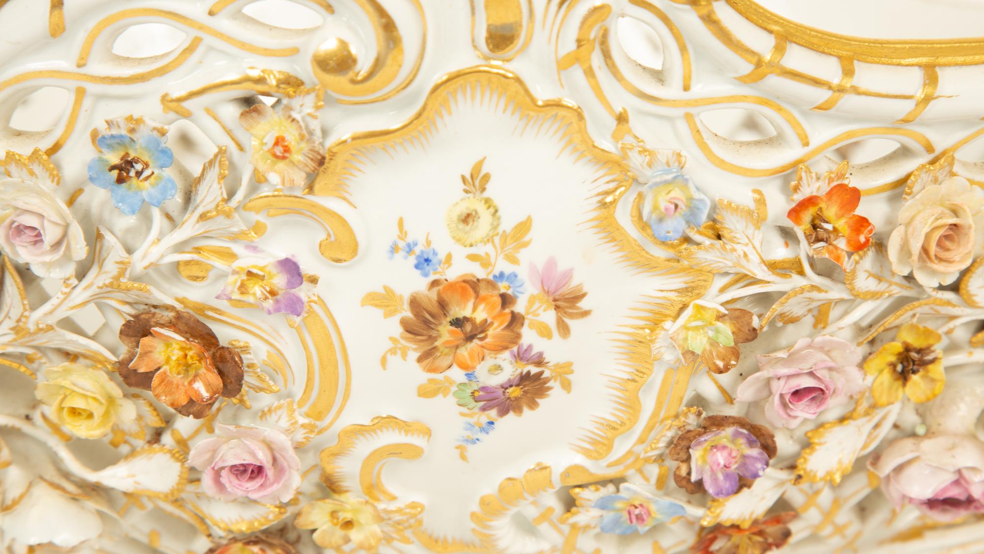 A Meissen Porcelain Footed Centerpiece Basket — 19th Century