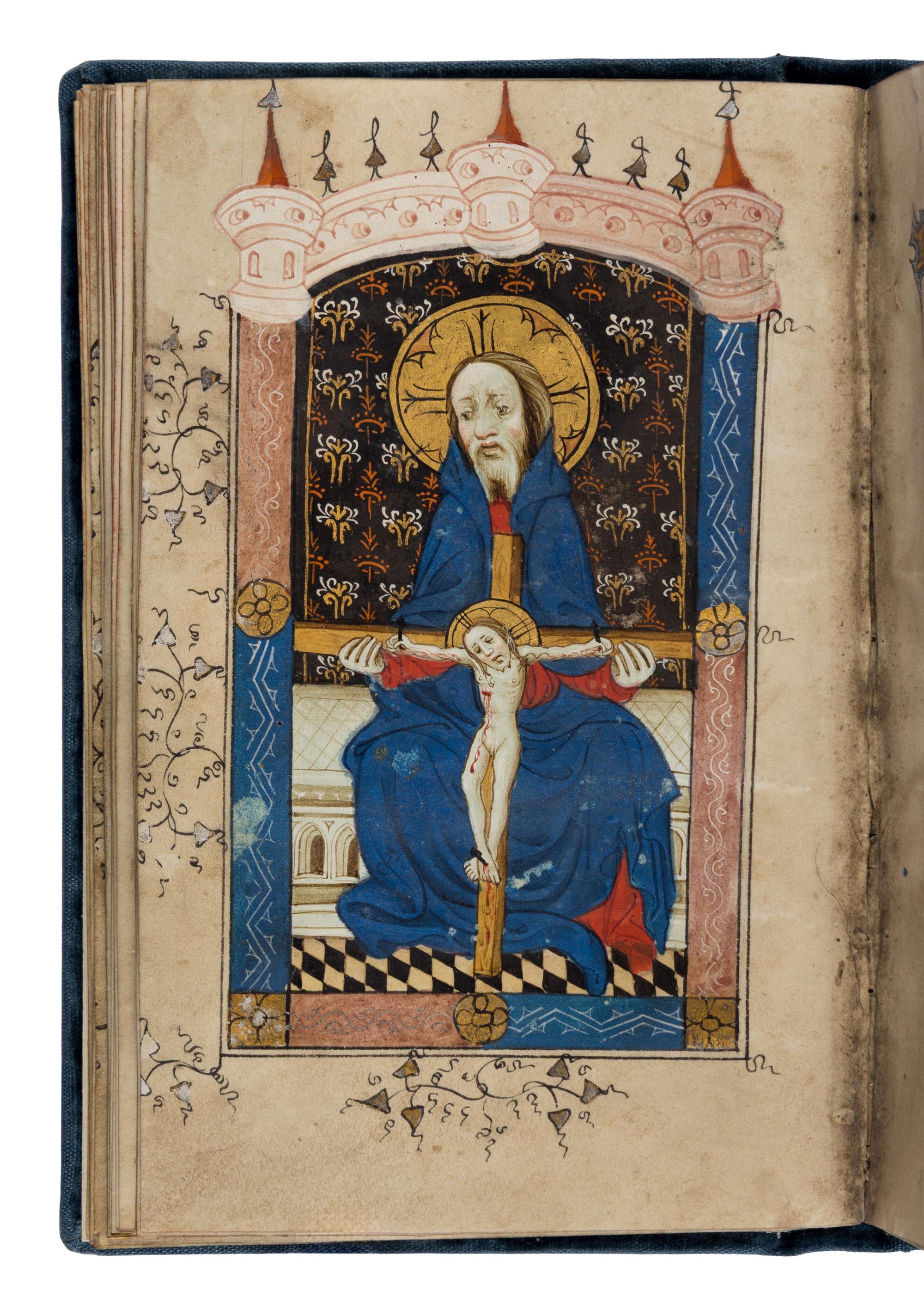 PINK CANOPIES GROUP (Bruges, active c. 1390-1400) with ENGLISH ILLUMINATOR Book of Hours, in Latin, illuminated manuscript on parchment [Southern Netherlands, Bruges ?, c. 1390–1400 and England c. 1400]